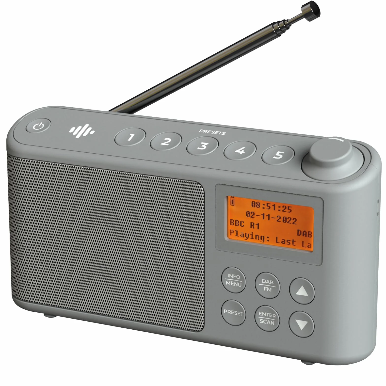 Radio DAB/DAB+ FM Portable Numérique avec Batterie et Chargement USB 15 Heures Gris