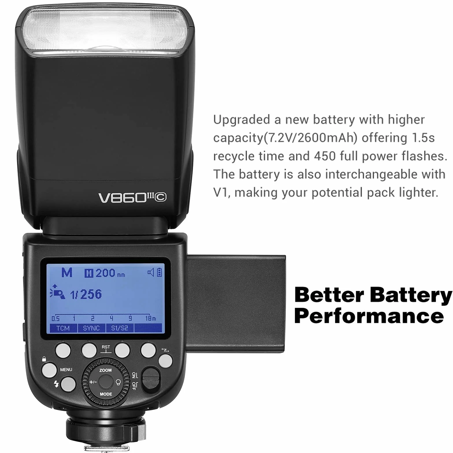 Godox V860III-S Flash for Sony Camera Flash Speedlite 7.2V/2600mAh Li-ION Battery, 2.4G Wireless HSS 1/8000 1.5s Recycle Time 10 Levels LED Modeling Light for Sony Cameras (Upgraded V860II-S)