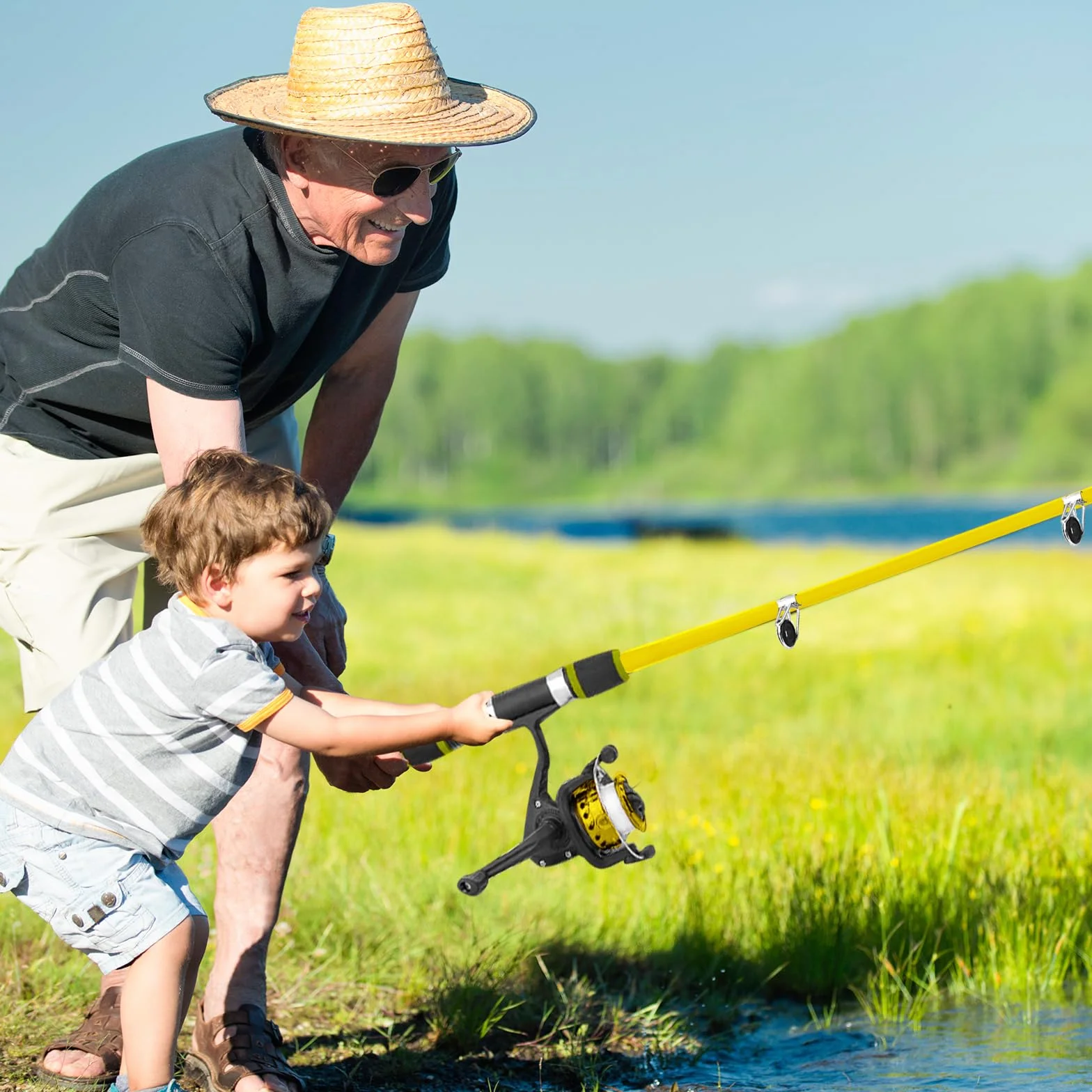 Kit de pêche enfants 1,8 m canne télescopique fibre de carbone moulinet leurres