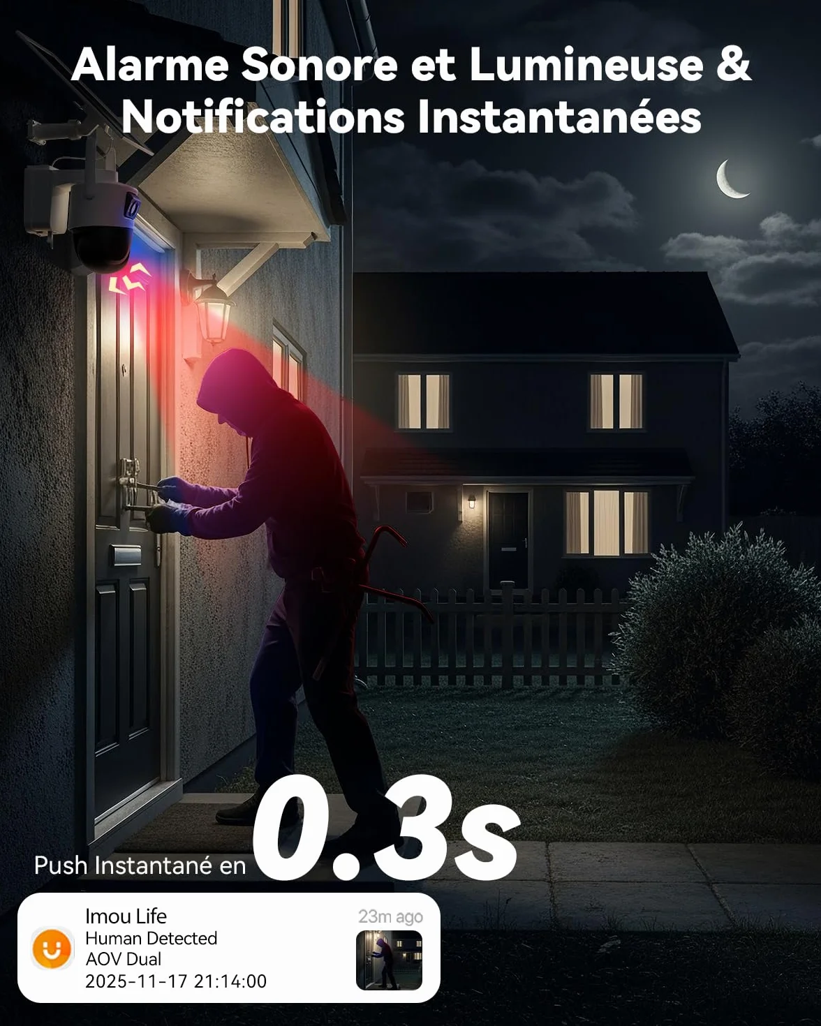Imou 4G LTE Caméra Solaire avec Carte SIM, 10MP(5MP+5MP) Caméra Surveillance WiFi Extérieure sans Fil Double Objectif, AOV 24/7 Enregistrement, 25M Détection Personnes/Véhicules, microSD 64Go Incluse