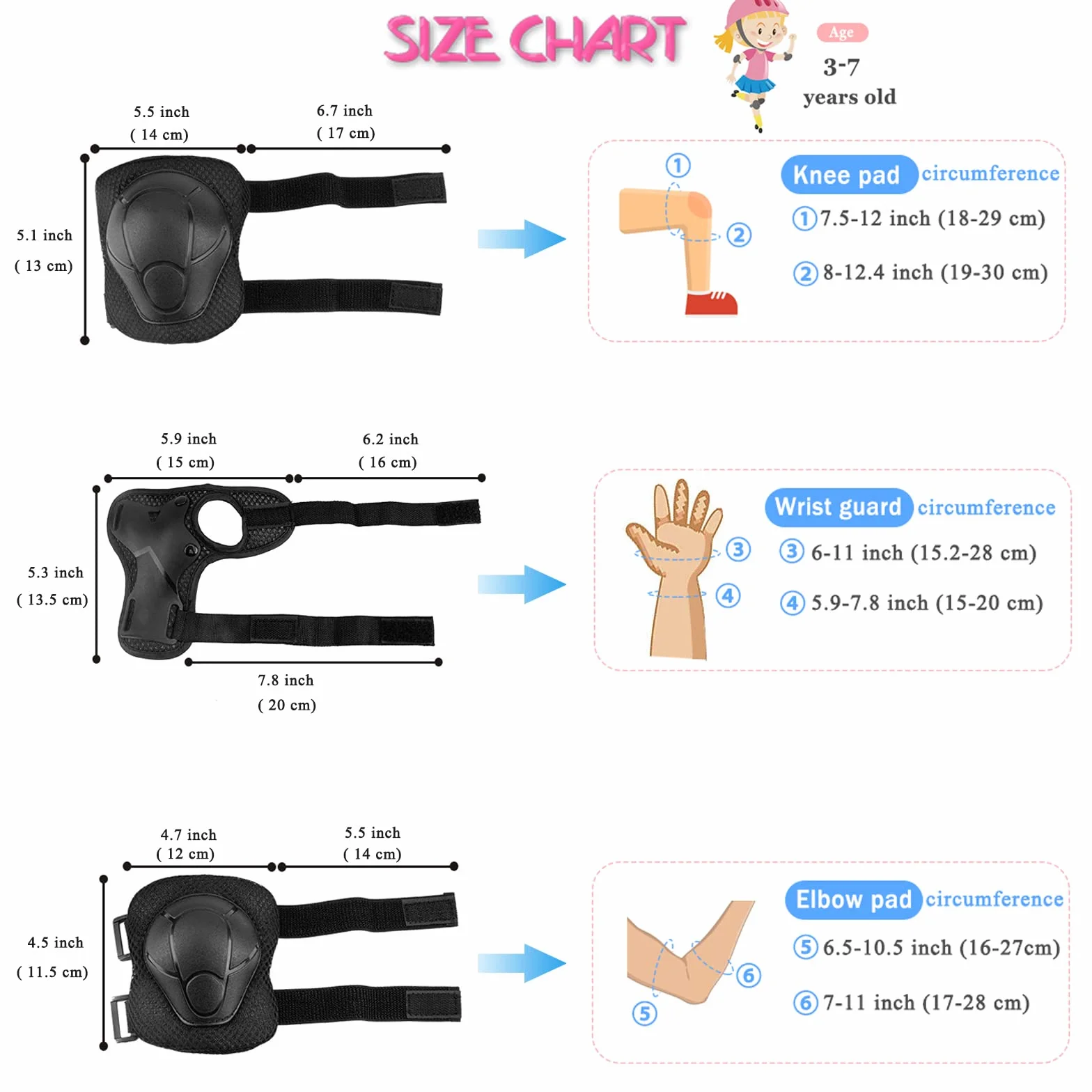 Kit de Protection Patins à Roulettes 6 Pièces Réglables Genouillères Coudières Protège-Poignets Vélo