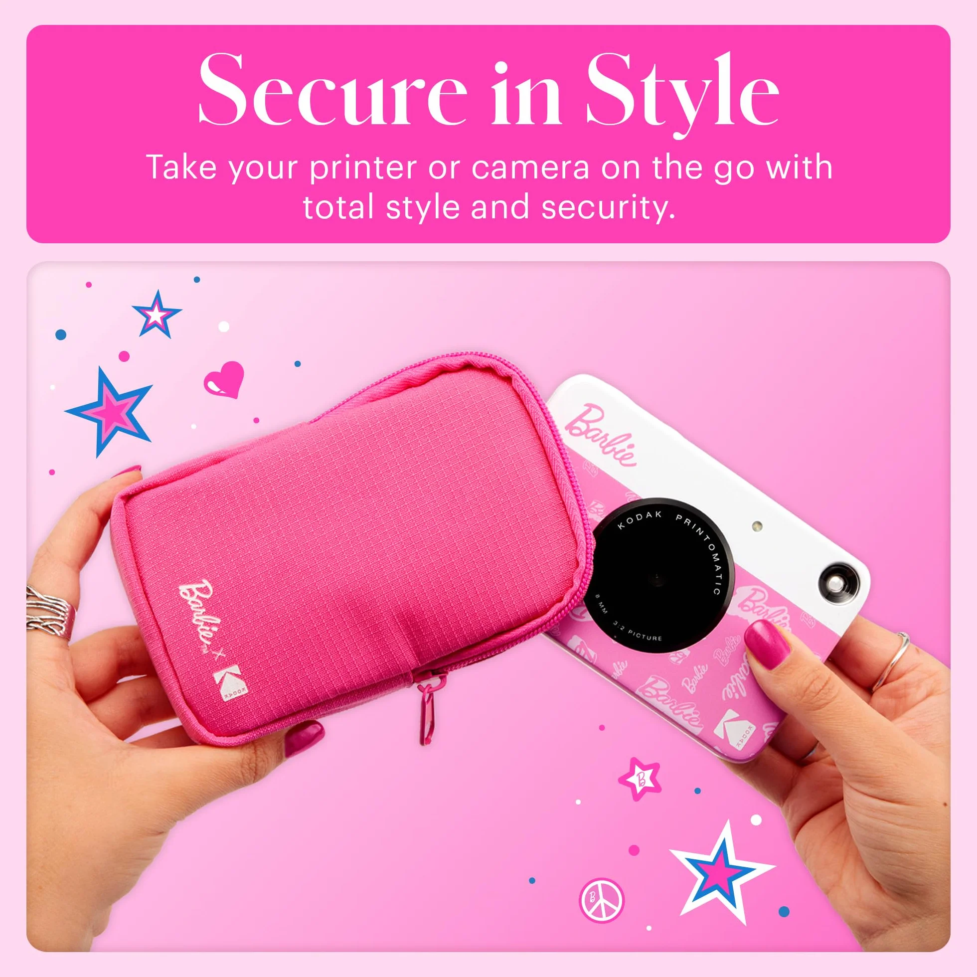 Kodak x Barbie Printomatic Appareil Photo Numérique Instantané Full-Color Barbie Starter Bundle (Style Iconique) + Étui Deluxe Barbie + Papier Zink (20 Feuilles)
