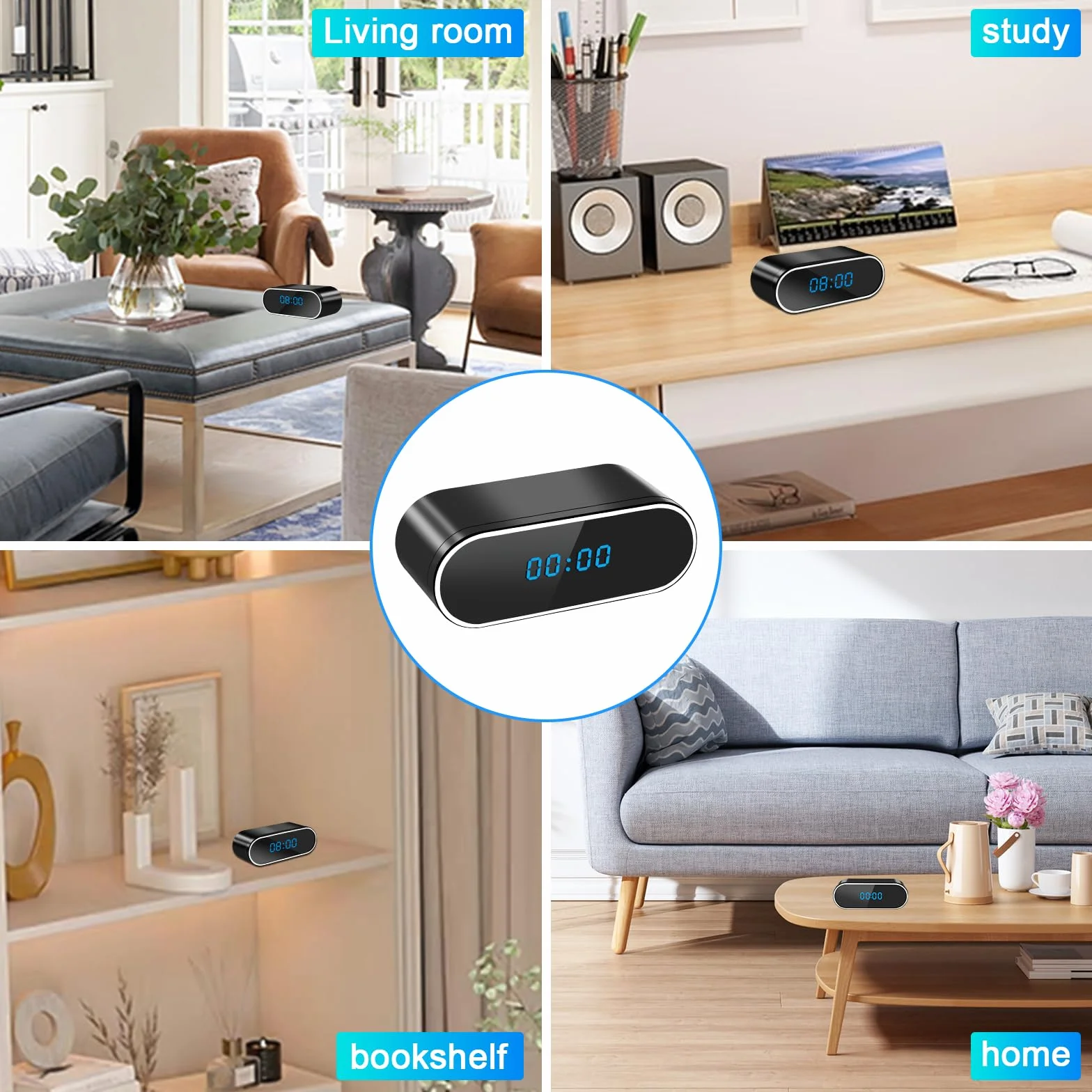Caméra Espion WiFi, 5G Mini Camera Cachée sans Fil, Micro Camera Espion 150° Réveil,1080P HD Distance a Discrete Détection de Mouvement/Vision Nocturne Caméra de Surveillance