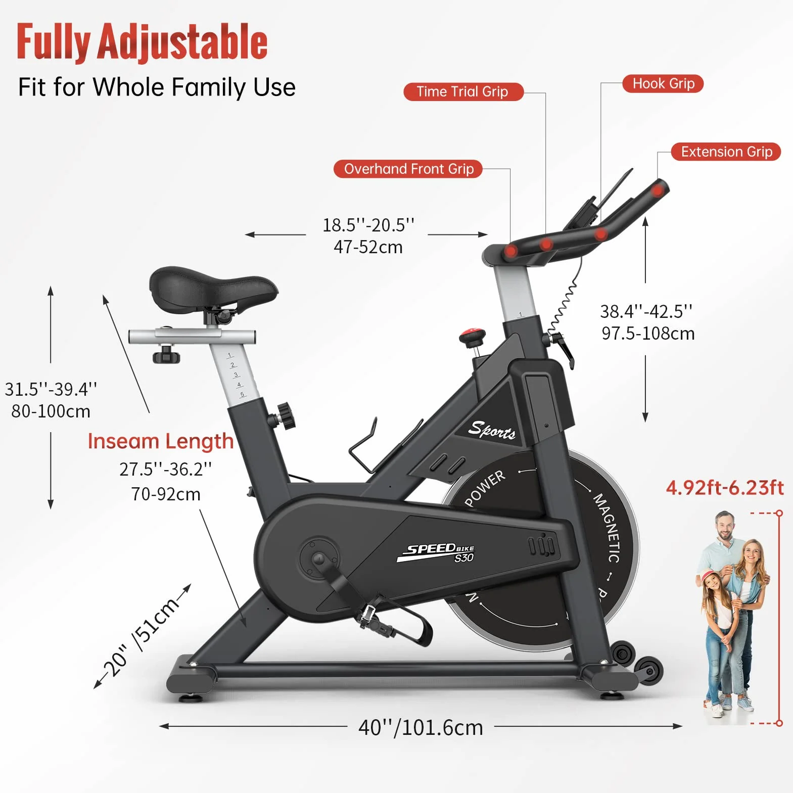 PASYOU Vélo d'Appartement Magnétique à Entraînement Par Courroie avec Affichage RPM et Support Ipad, 150 kg