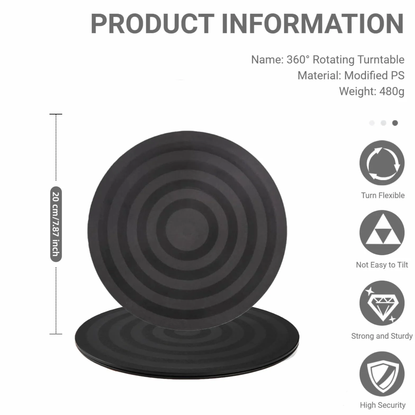 Heavy Duty Tourne-Disque Rond Rotatif,Plateau Tournant Universel Noir,Support Plaque Tournant Rotatif pour Travaux Manuels,Aérographe,Peinture,Téléviseurs à Écran Plat,Haut-parleurs