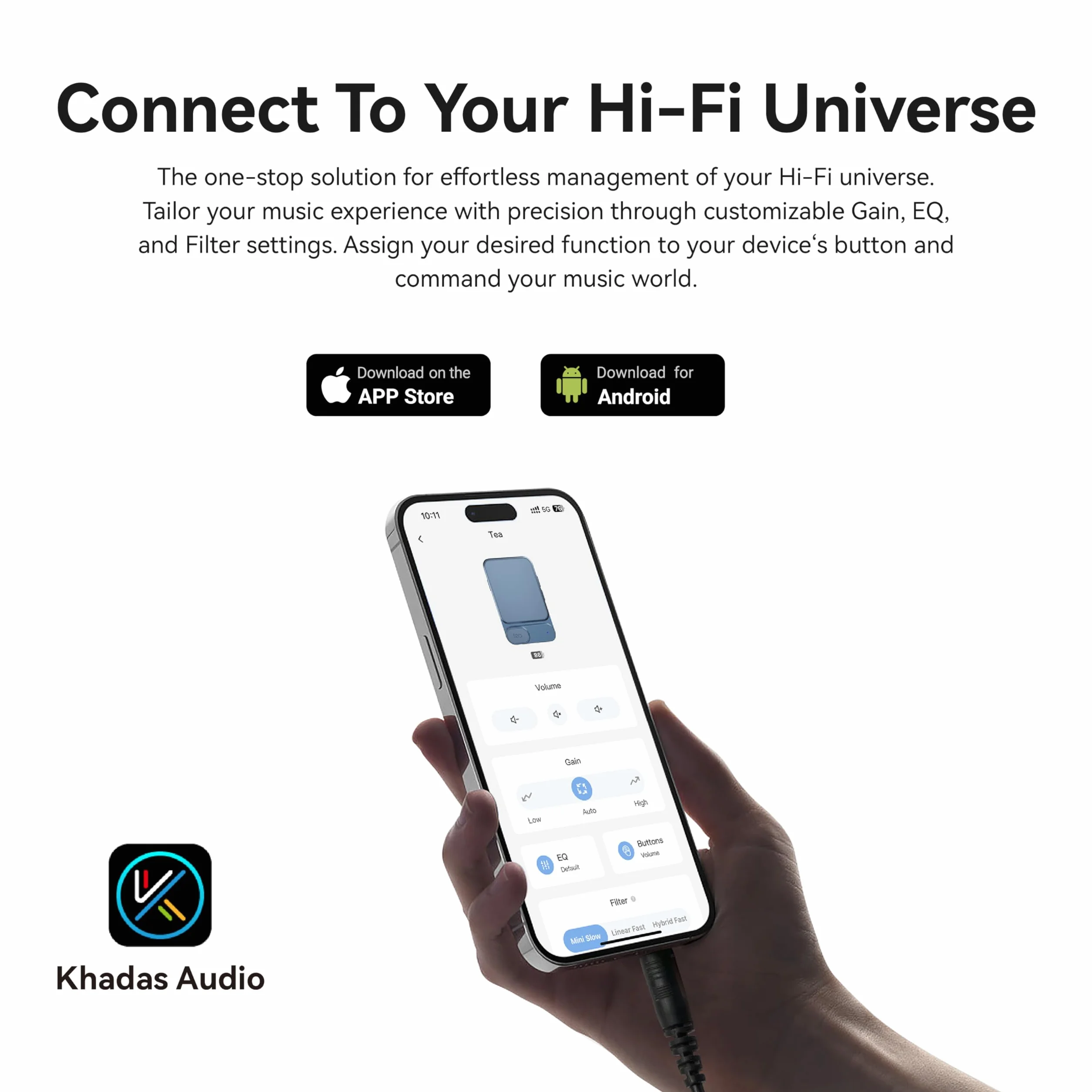 khadas Amplificateur de Casque Tea, DAC Portable & Amplificateur Hi-FI Magnétique | 32bit/384KHz | USB-C & Bluetooth 5.0 | Batterie 1160mAh | Sortie 3,5 mm pour Streaming/Jeux/Musique (Gris)
