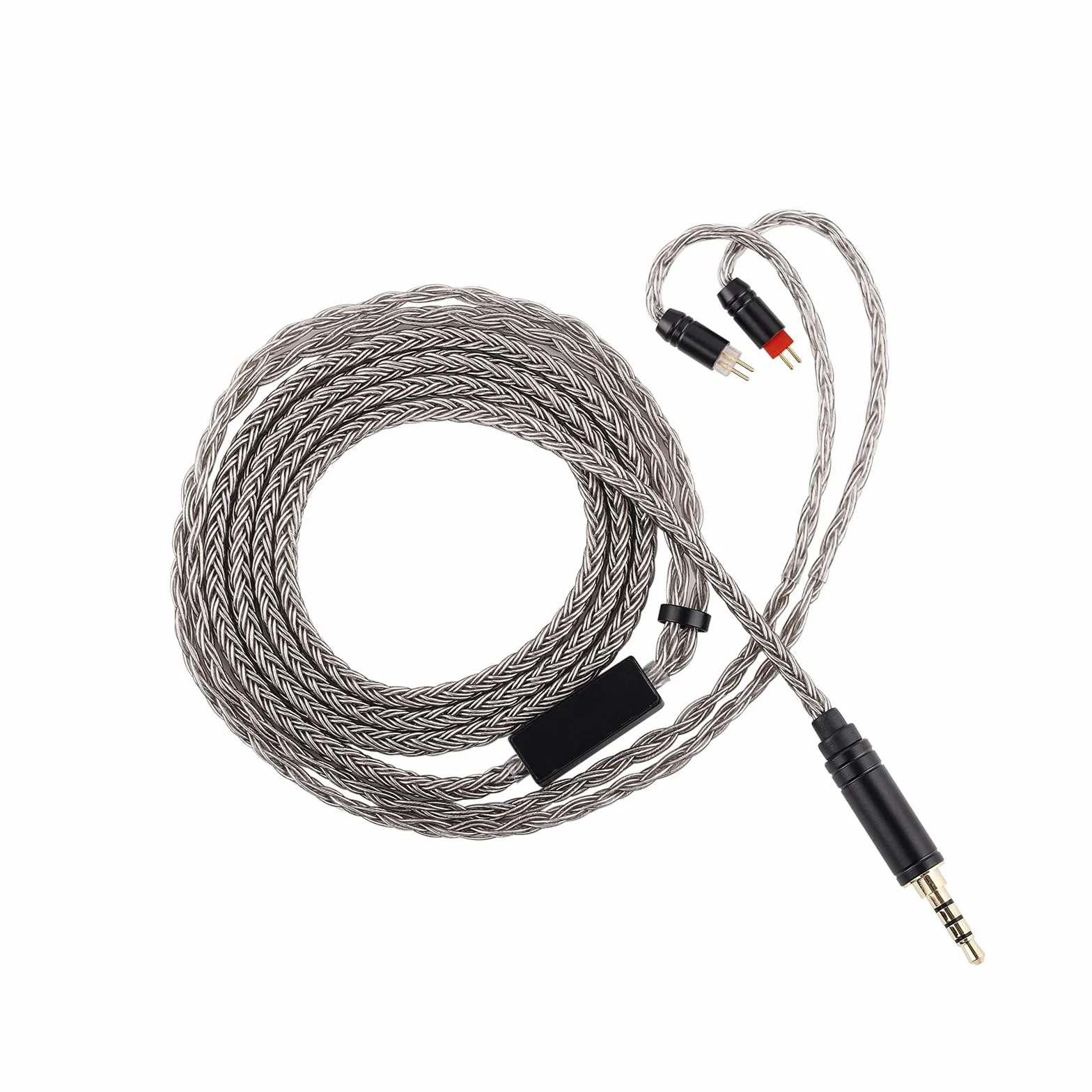Linsoul Tripowin Zonie Câble de Mise à Niveau des IEMs HiFi, avec Omni Mic, Câble d’écouteur SPC plaqué Argent à 16 âmes, Type C/3,5mm Fil Anti-enchevêtreme de 1,25m (3,5 mm, 2 Broches 0,78 mm)