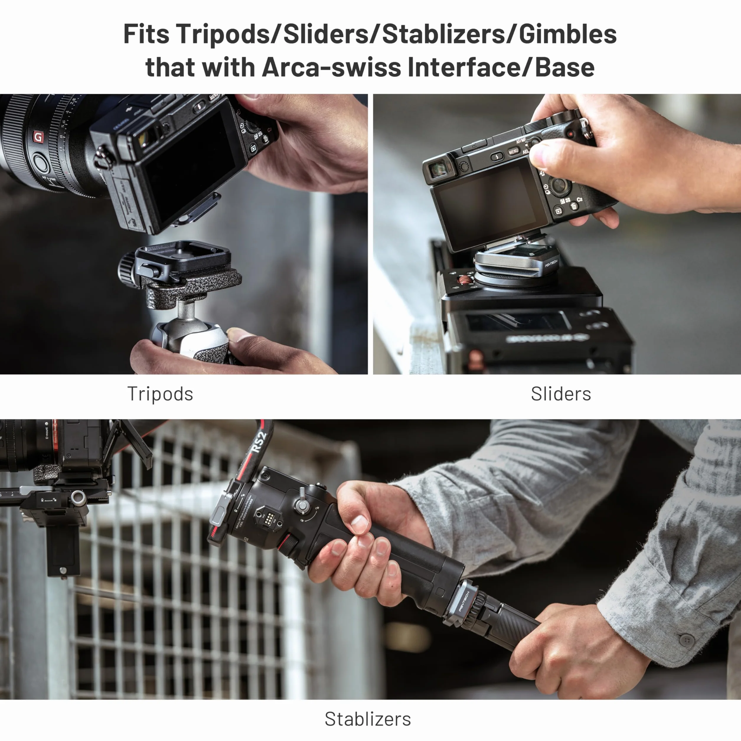 PGYTECH Plateau de Fixation Rapide Arca-Swiss, Montage Multi-Directionnel, Compatible avec Sony, Canon, Nikon et la Plupart des systèmes Photo (Plaque Seule)