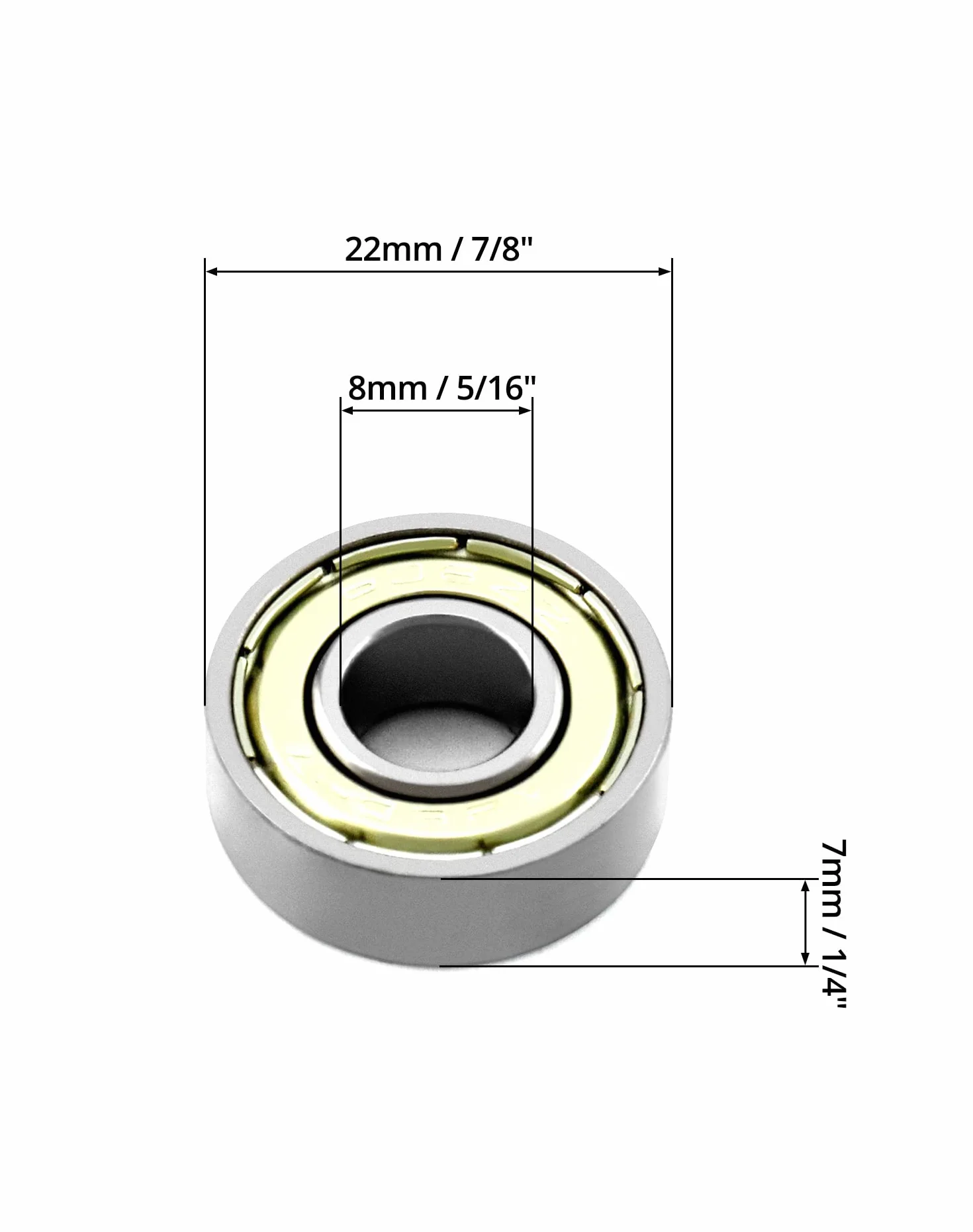 QWORK 20 pièces 608zz roulements à billes 8 mm x 22 mm x 7 mm pour planches à roulettes