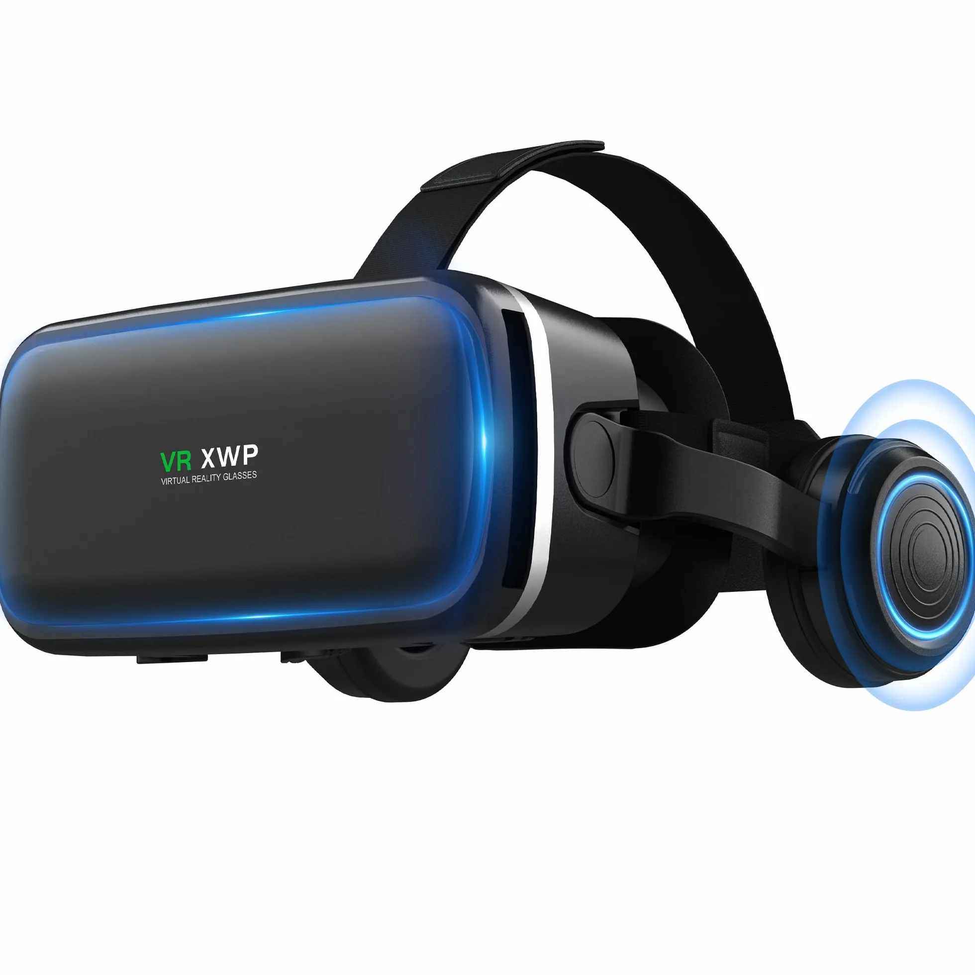 Casque VR 3D avec Écouteurs, Lunette de Réalité Virtuelle pour Téléphone Portable, Lentilles HD, iPhone & Android 4,7–6,8"