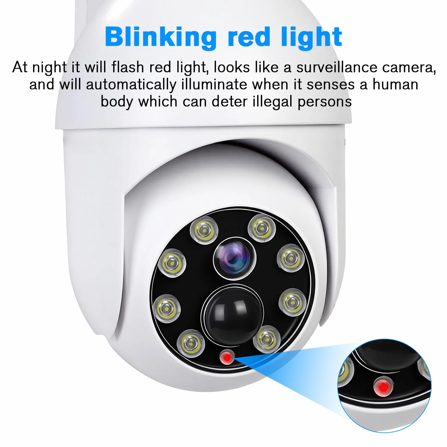 ERWEY Caméra factice solaire avec capteur et lumière rouge clignotante - Caméra de surveillance factice - Étanche IP54 - Pour intérieur et extérieur