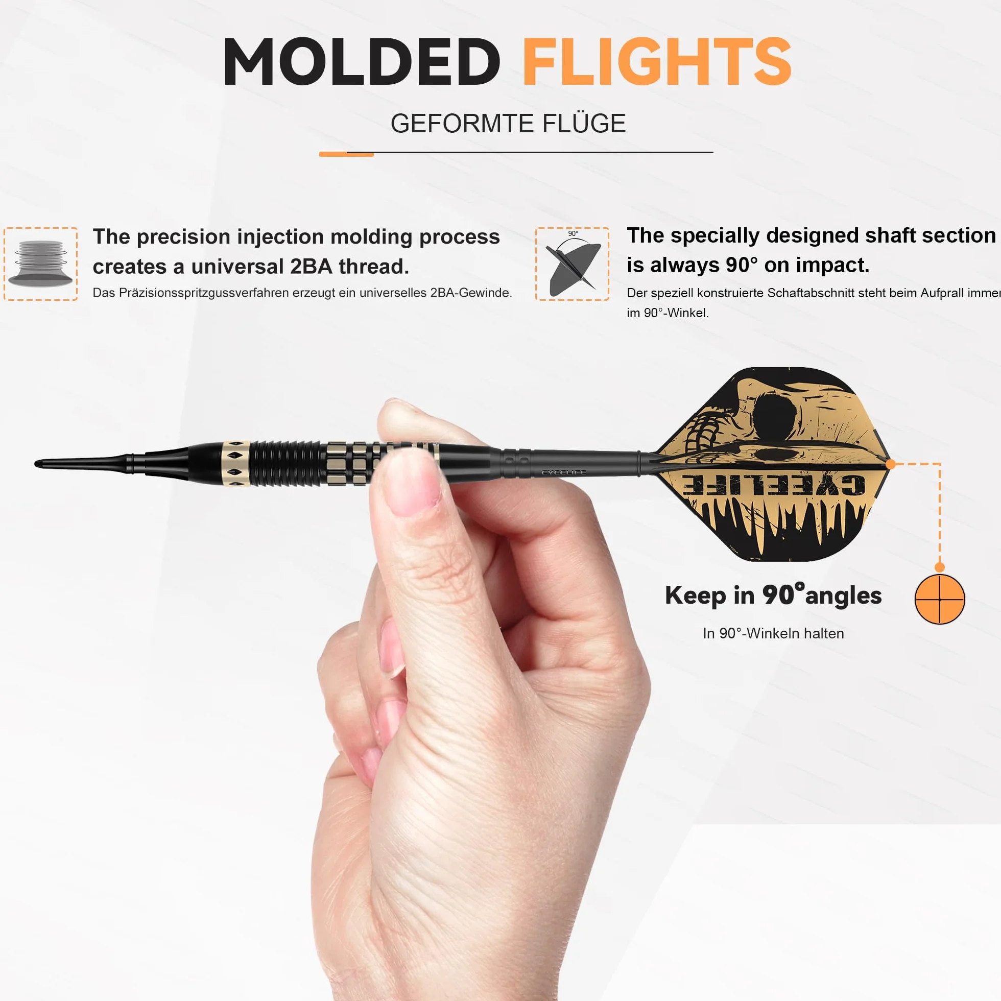 CyeeLife Fléchettes Soft-Darts 16g 3 pièces avec Pointe Plastique, Flights et Tiges, Sac de Transport
