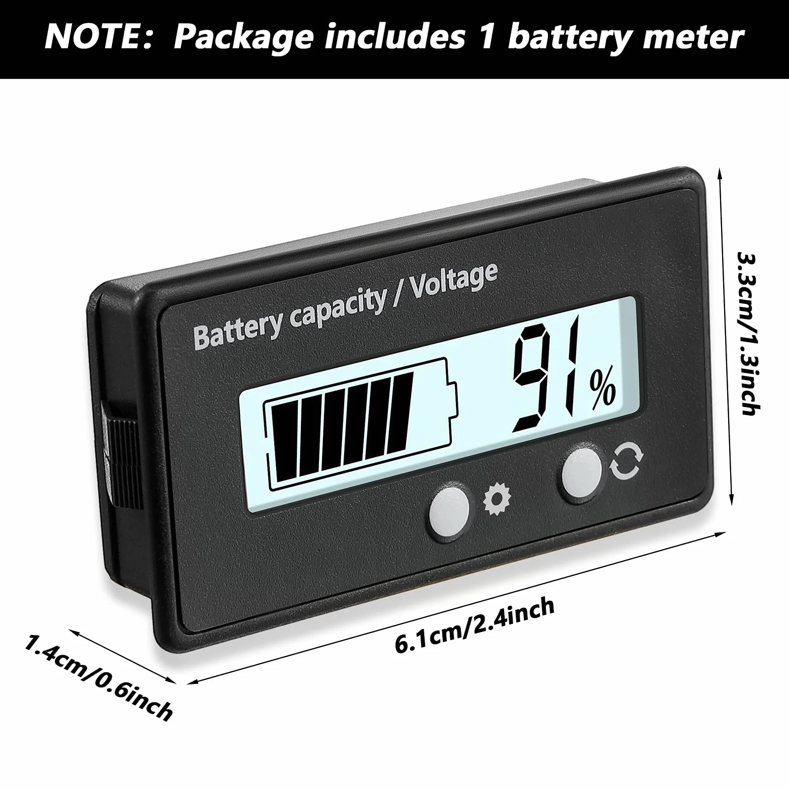 Compteur de Batterie DC 12V-84V avec Alarme, Indicateur de Tension Plomb-Acide (Blanc)