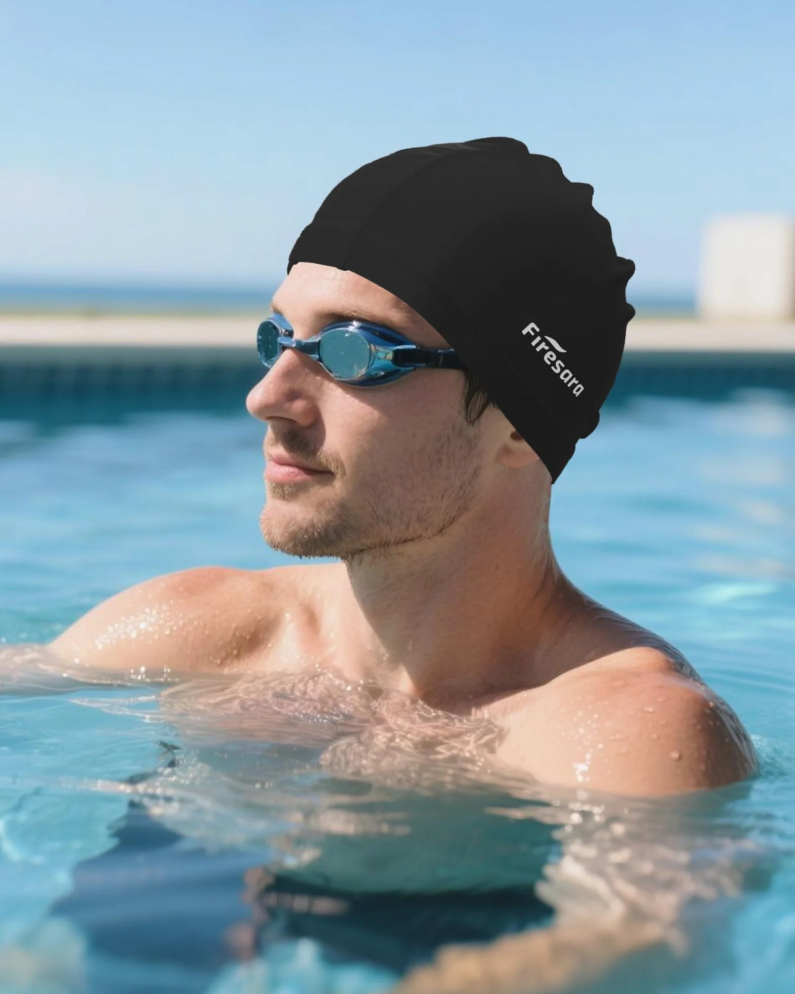 Firesara Bonnet de Bain Lycra Anti-déchirure Non-Glissement pour Hommes Femmes Cheveux Courts Longue Adulte