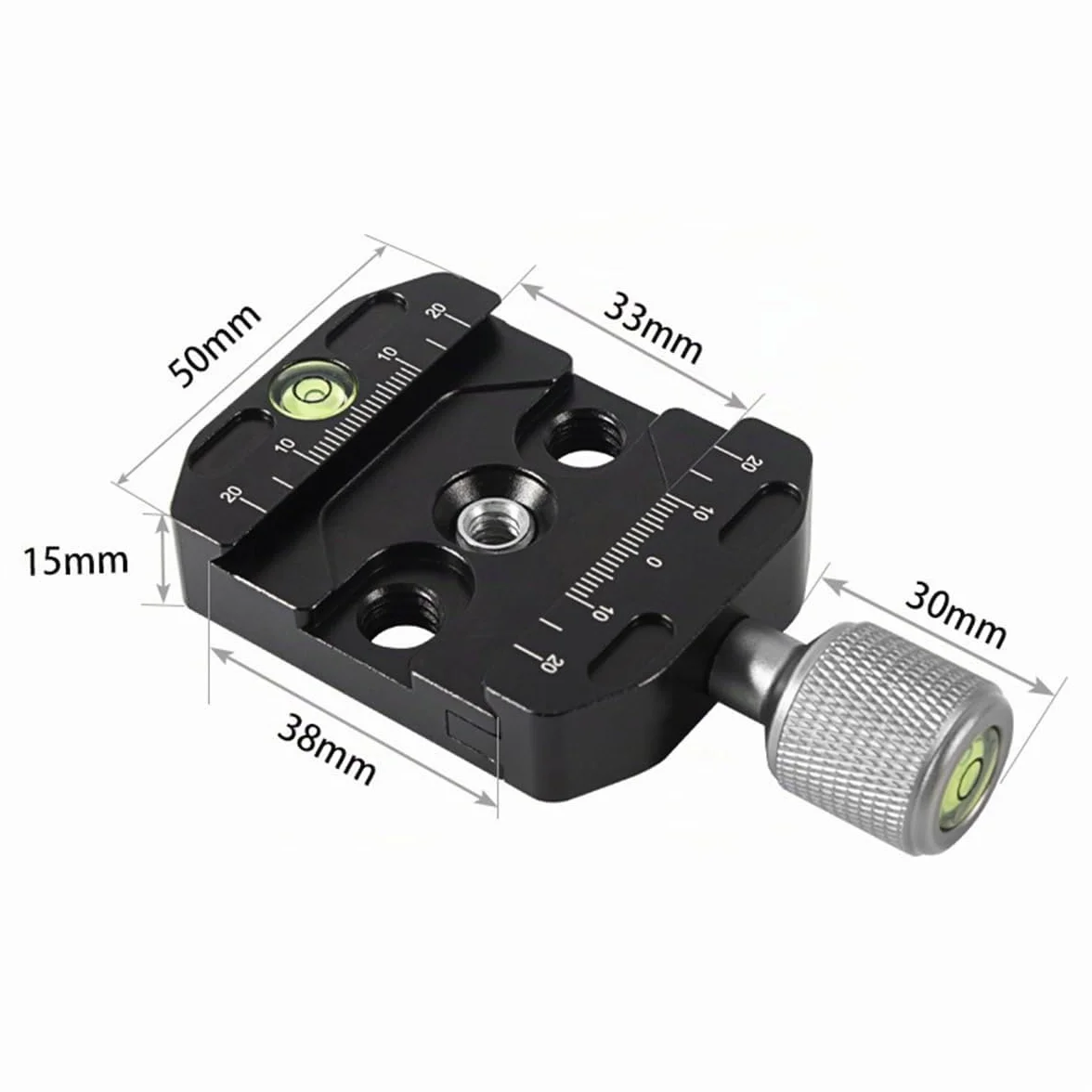 WANGCL Pince de plaque à dégagement rapide 50 mm pour Arca Swiss Tête de trépied universelle en métal Pince de plaque à dégagement rapide avec niveau à bulle