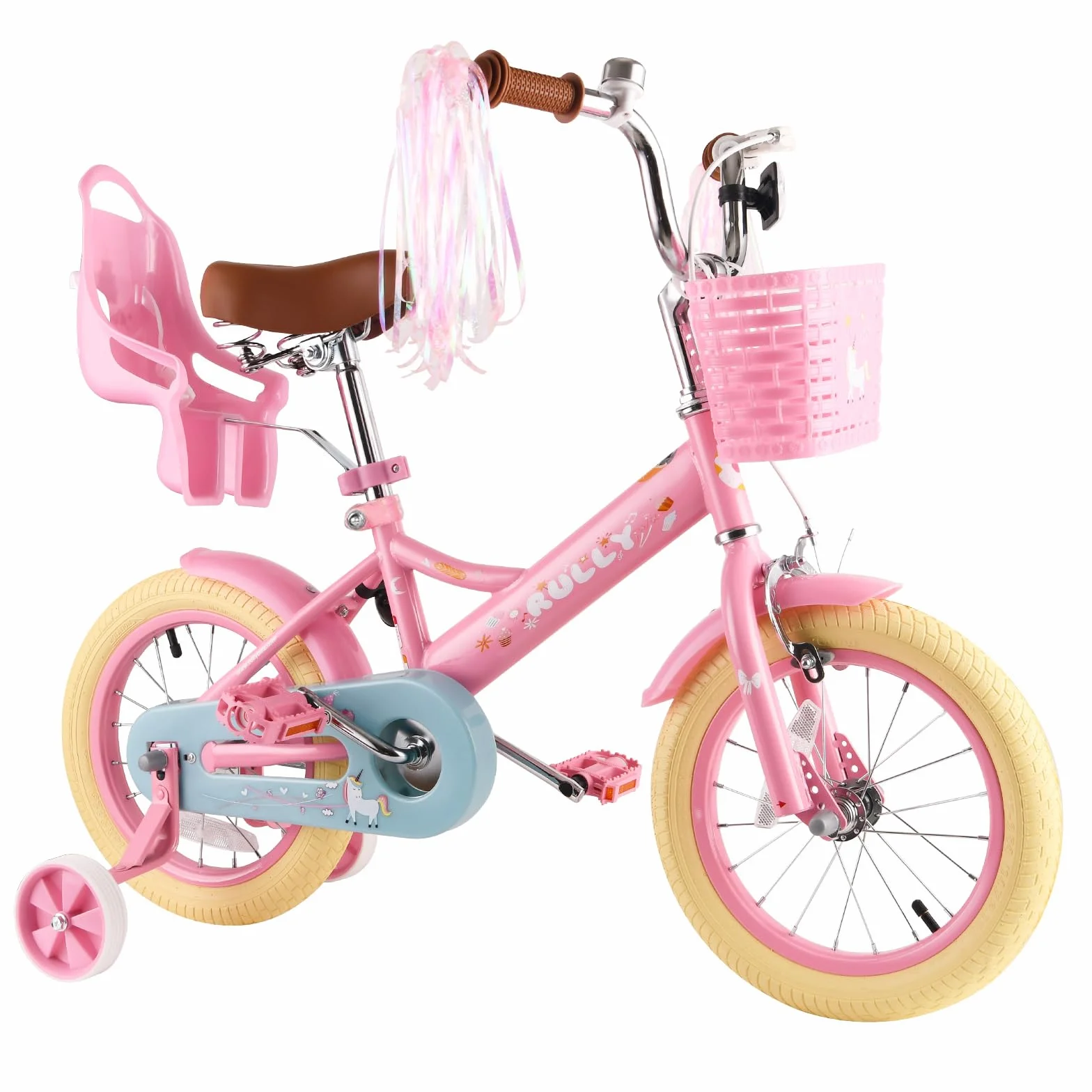 Vélo Enfant 12 14 16 Pouces RULLY Filles 2-7 Ans Roulettes Frein Panier