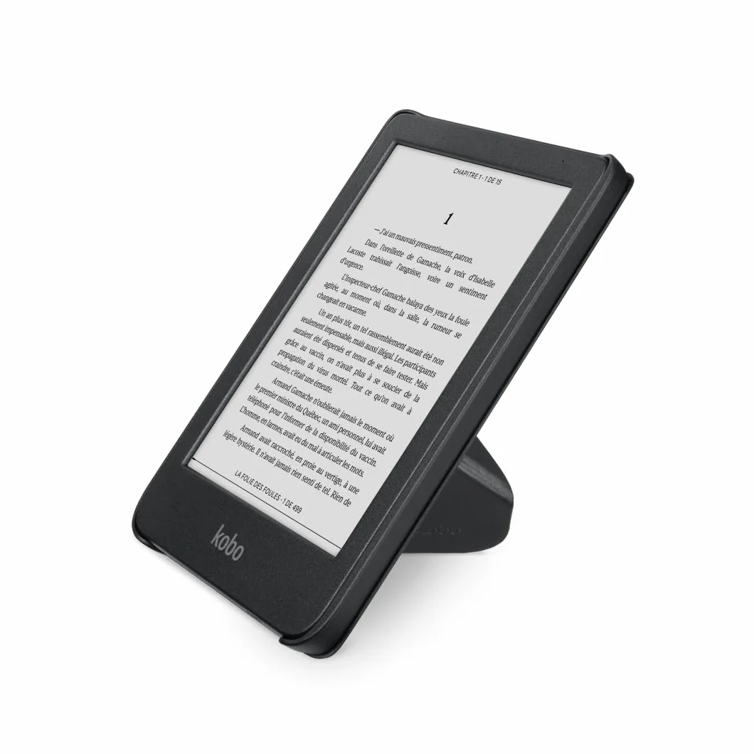 Étui SleepCover pour Kobo Clara Colour/BW 6" | Housse Noir avec Veille/Réveil | Support 2 Positions | Cuir Végan | Compatible Kobo Clara Colour et Clara BW
