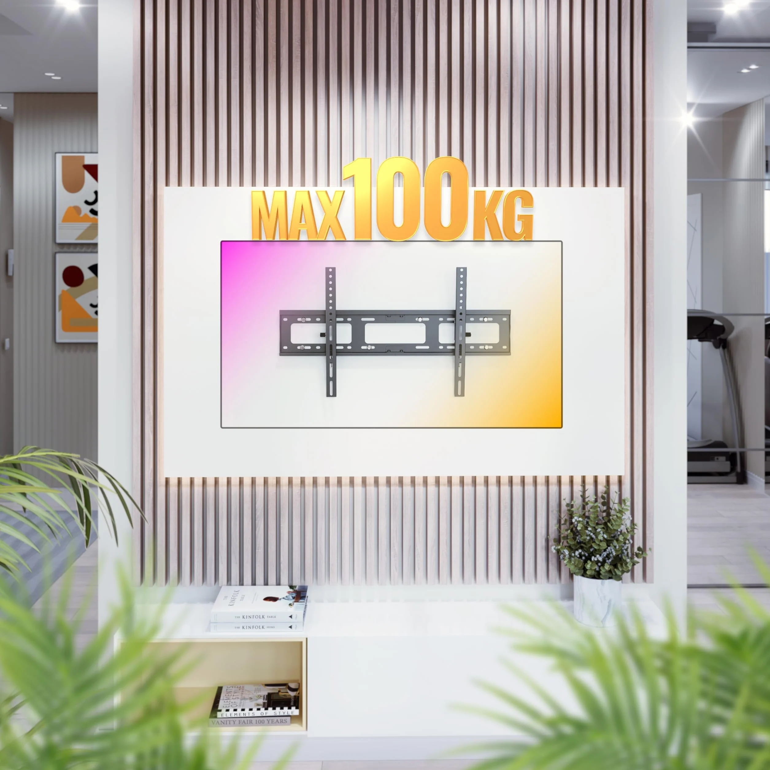 RICOO R17 Support Mural TV 40 à 100 Pouces 42 43 48 50 55 58 60 65 70 75 77 83 85 98 Pouces Max VESA 600x400 Inclinable Universel Fixation Murale TV QLED OLED LED LCD