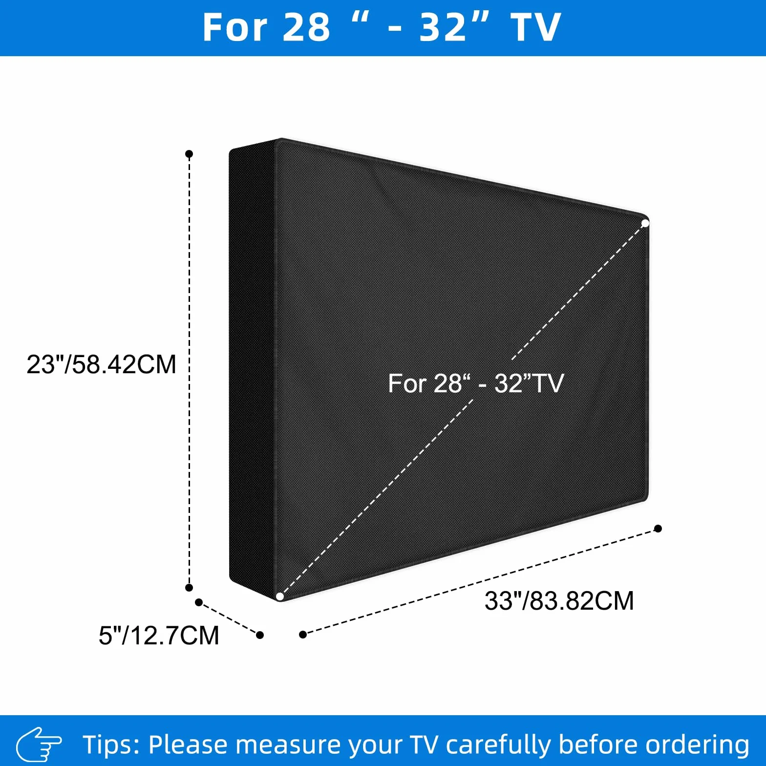 Bonna Housse de protection rabattable pour téléviseur 28-32 pouces, 600D coupe-vent et indéchirable Oxford 33 x 23 x 5 pouces (L × l × H)