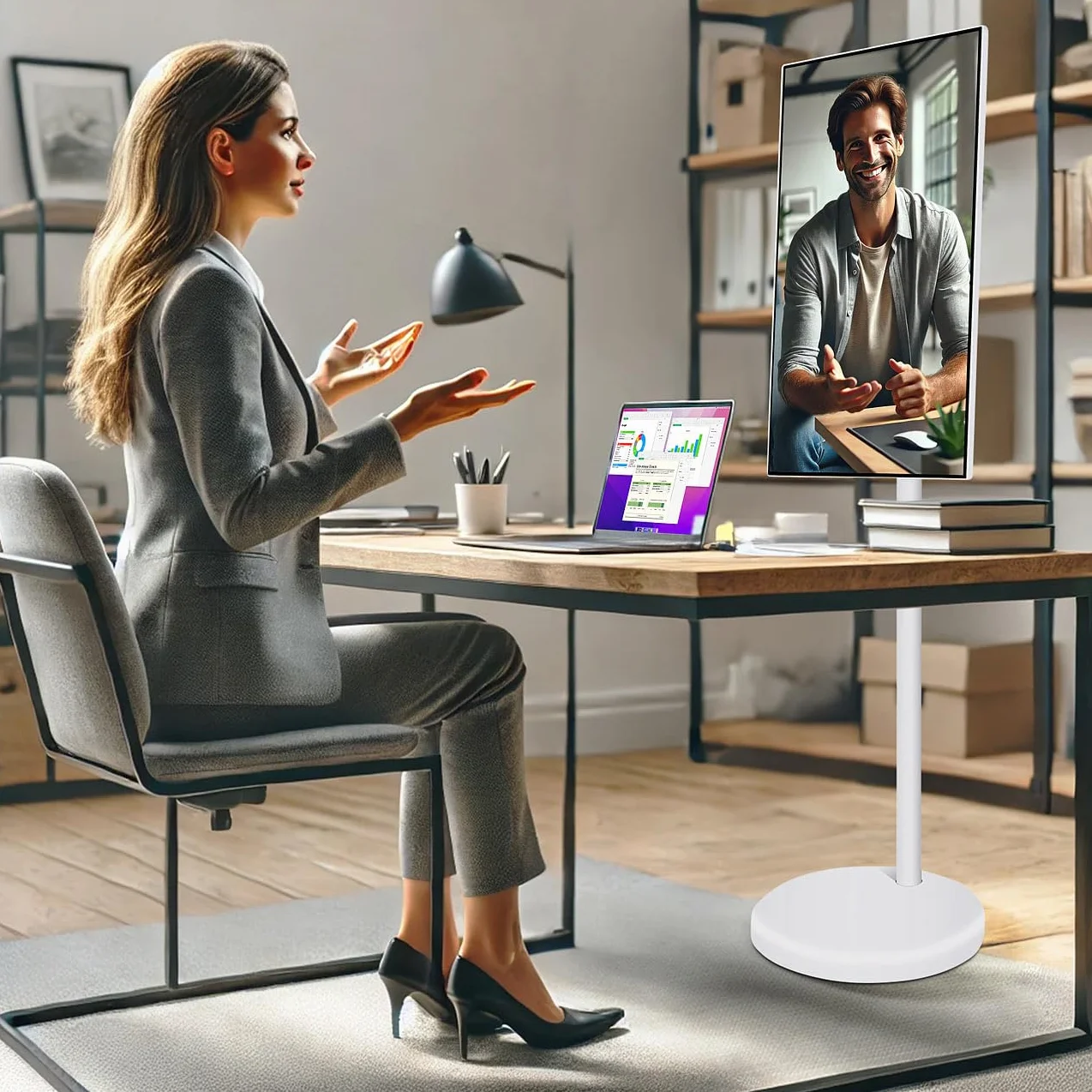 Écran nomade tactile connecté Full HD 32" avec support mobile et batterie [auvisio]