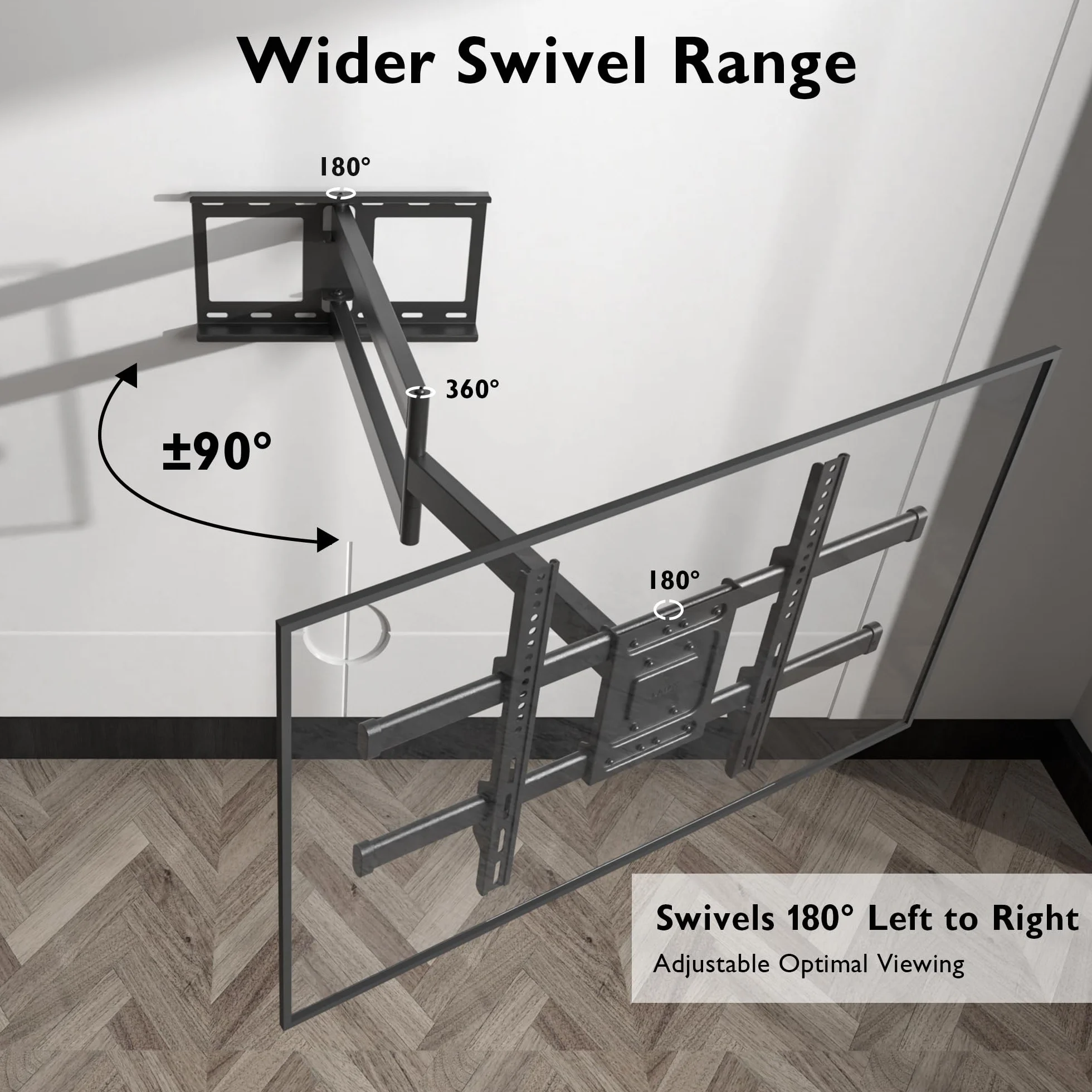 BONTEC Support Mural TV à Extra Longue Portée 1040 mm pour Écrans Plats/Incurvés LCD/LED/OLED de 32 à 75 Pouces jusqu'à 60 kg, Support TV Mural Pivotant, Inclinable et Rotatif, Max VESA 600x400 mm