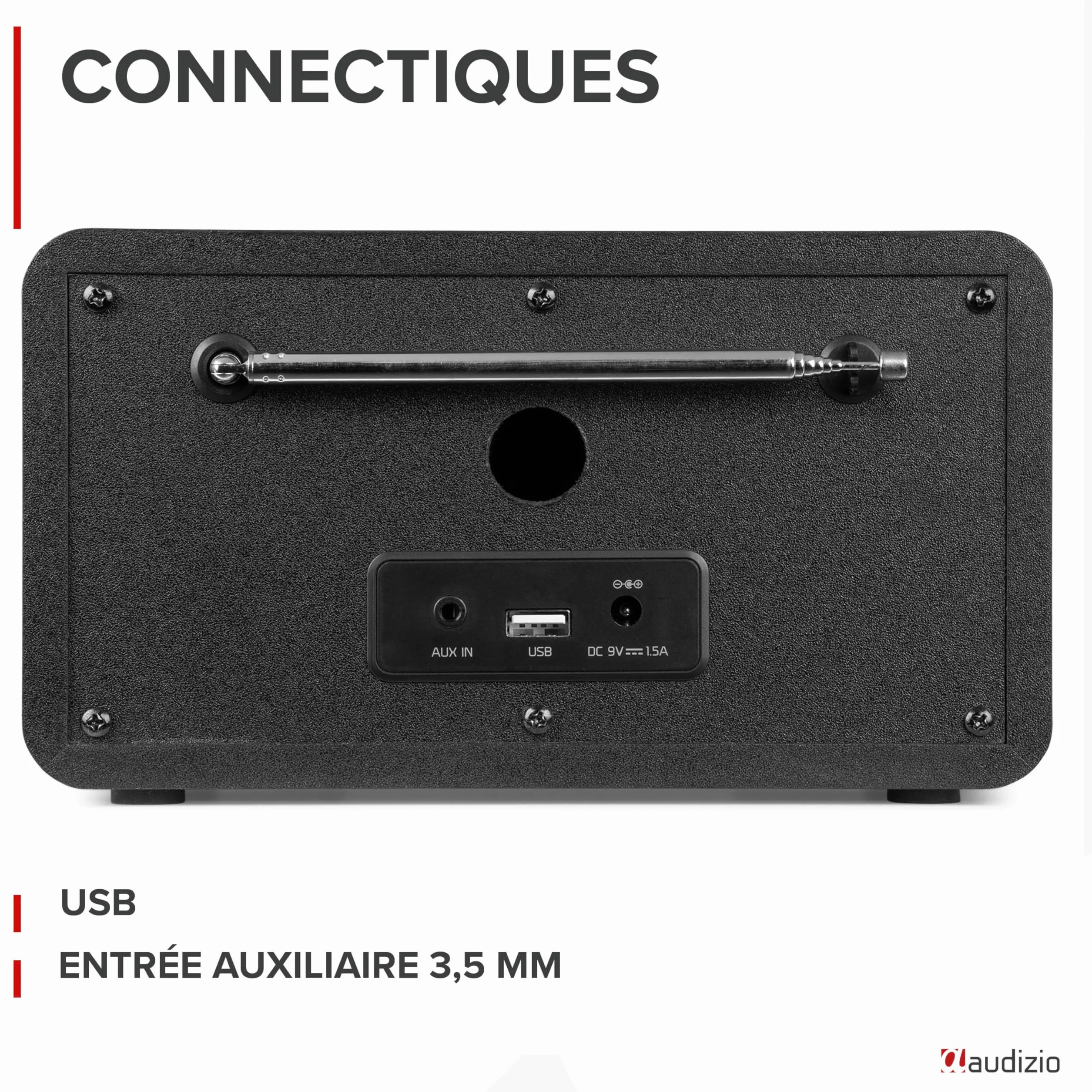 Audizio Avio Radio Dab+ Bluetooth 5.0 - Aluminium, 20 Stations Enregistrables, Écran Couleur 2,4", Haut-Parleur Intégré, Port USB, Idéale pour Écouter la Radio à la Maison