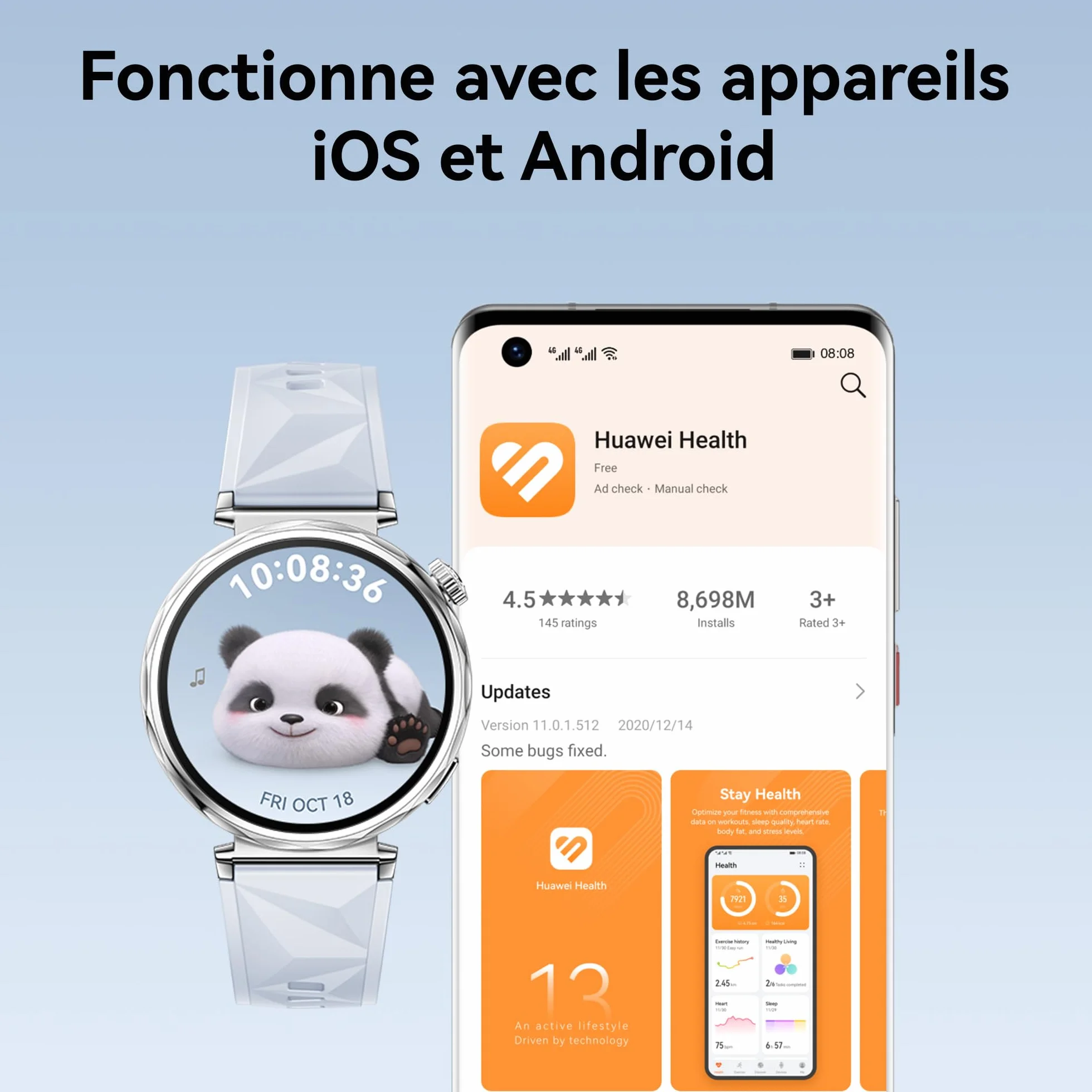 HUAWEI Watch GT 5 46mm Montre Connectée Noir, Suivi Santé, Autonomie 14 Jours iOS Android