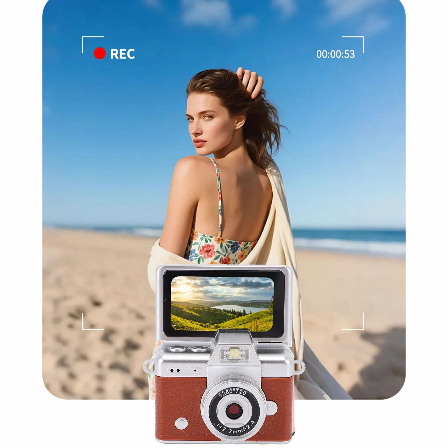Tangxi Caméra Porte-clés, écran LCD Rabattable de 1,47 Pouces 1080P 48MP, Mini Caméscope Numérique Ultra Clair, Lampe de Poche Intégrée, Enregistreur Vidéo Portable pour la Reconn