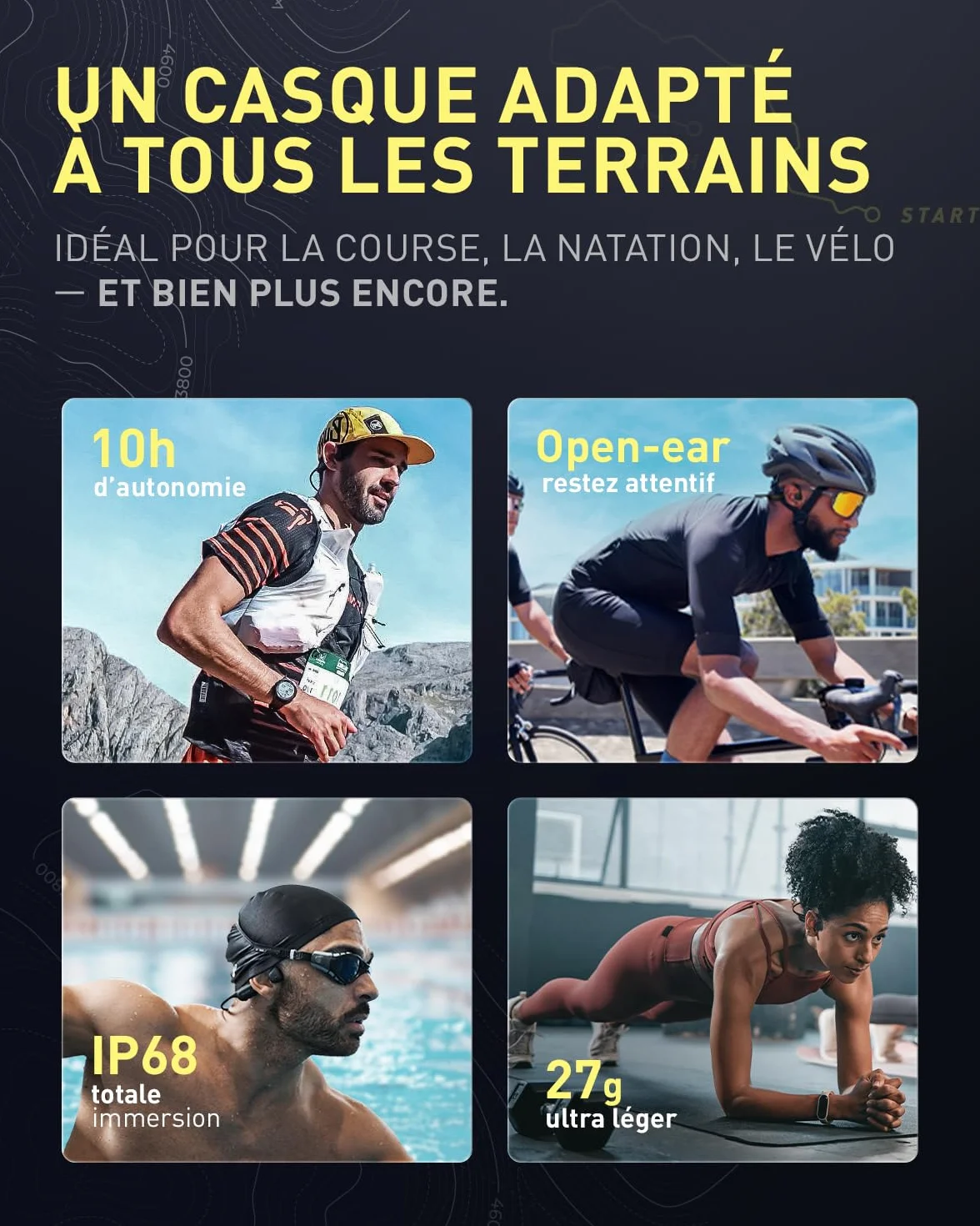 NexOne Pro, Casque à Conduction osseuse, IP68 Étanche, MP3 32 Go, 10 h d’Autonomie, Écouteurs sans Fil Bluetooth 6.0, Charge Rapide, Appels Clairs, Marque Française Premium, Très Polyvalent