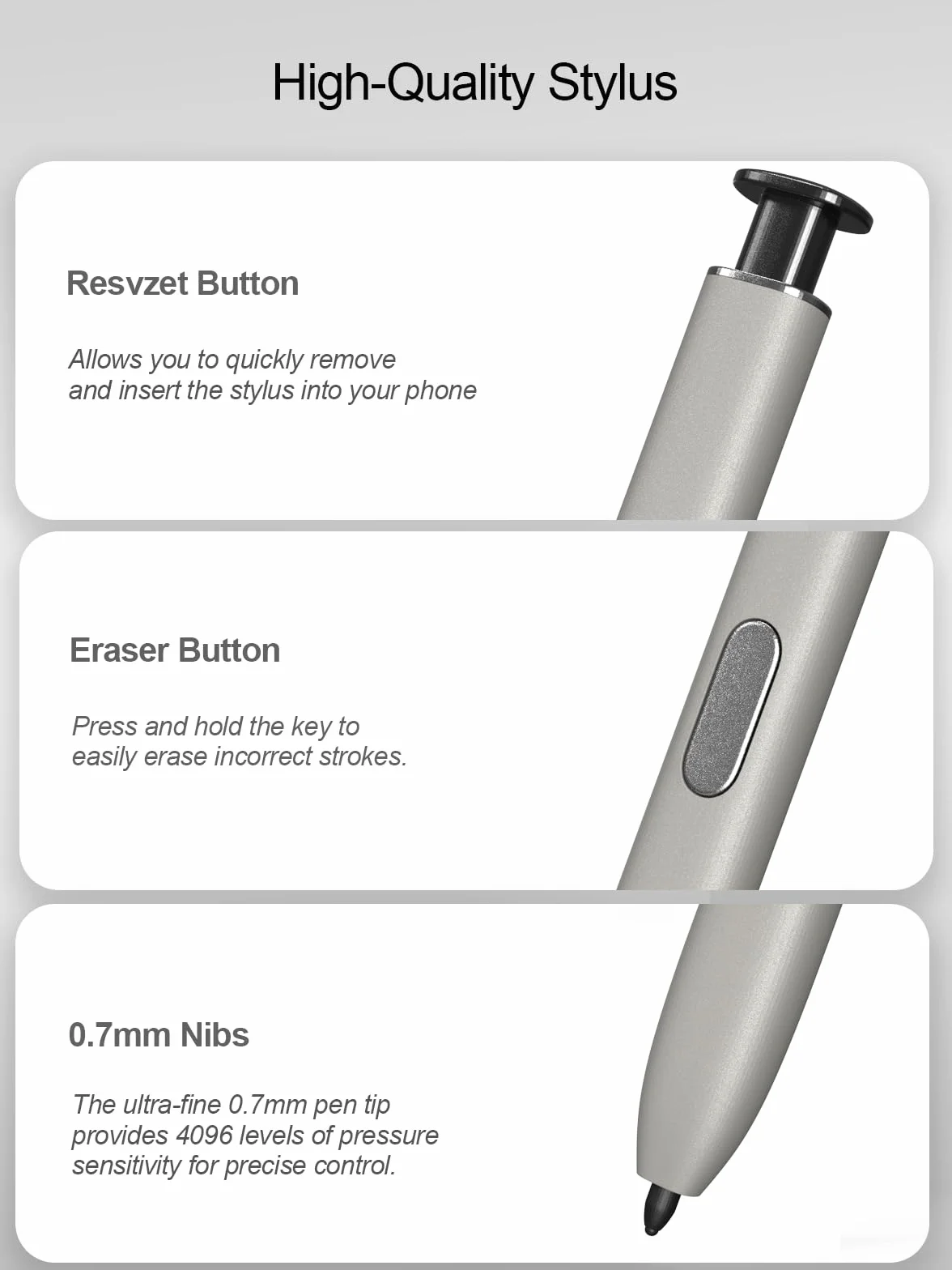 Stylet pour Samsung Galaxy S25 Ultra 5G, S25 Ultra S Pen Kit de remplacement avec sensibilité à la pression 4096, sans Bluetooth, noir