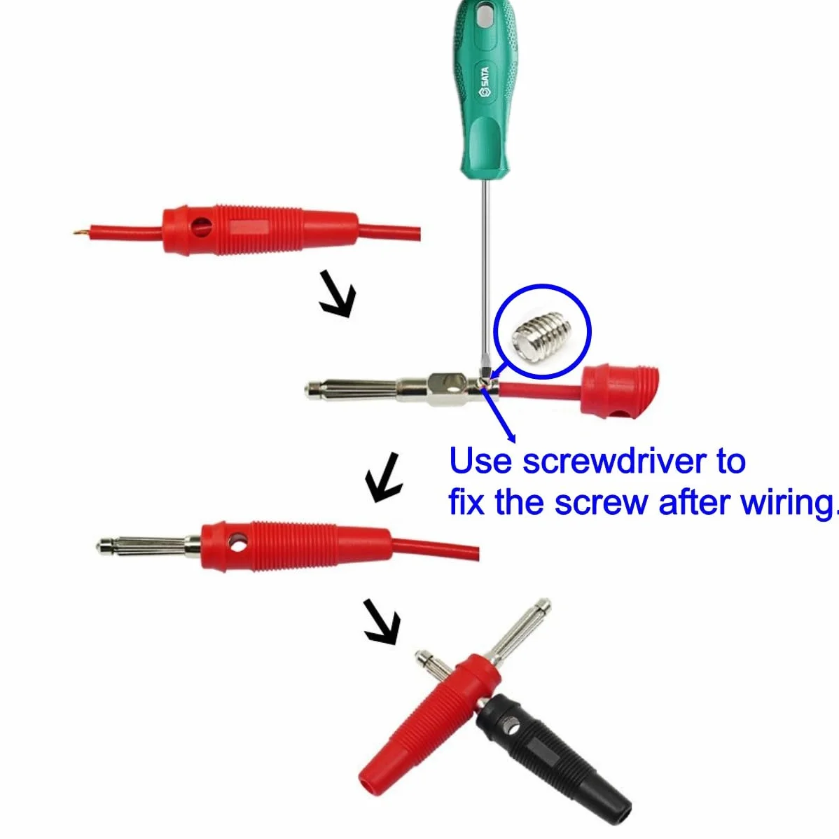 Prise banane 4 mm 32 A connecteur mâle empilable sans soudure adaptateur câble haut-parleur enveloppé sécurité ISO 10 pièces