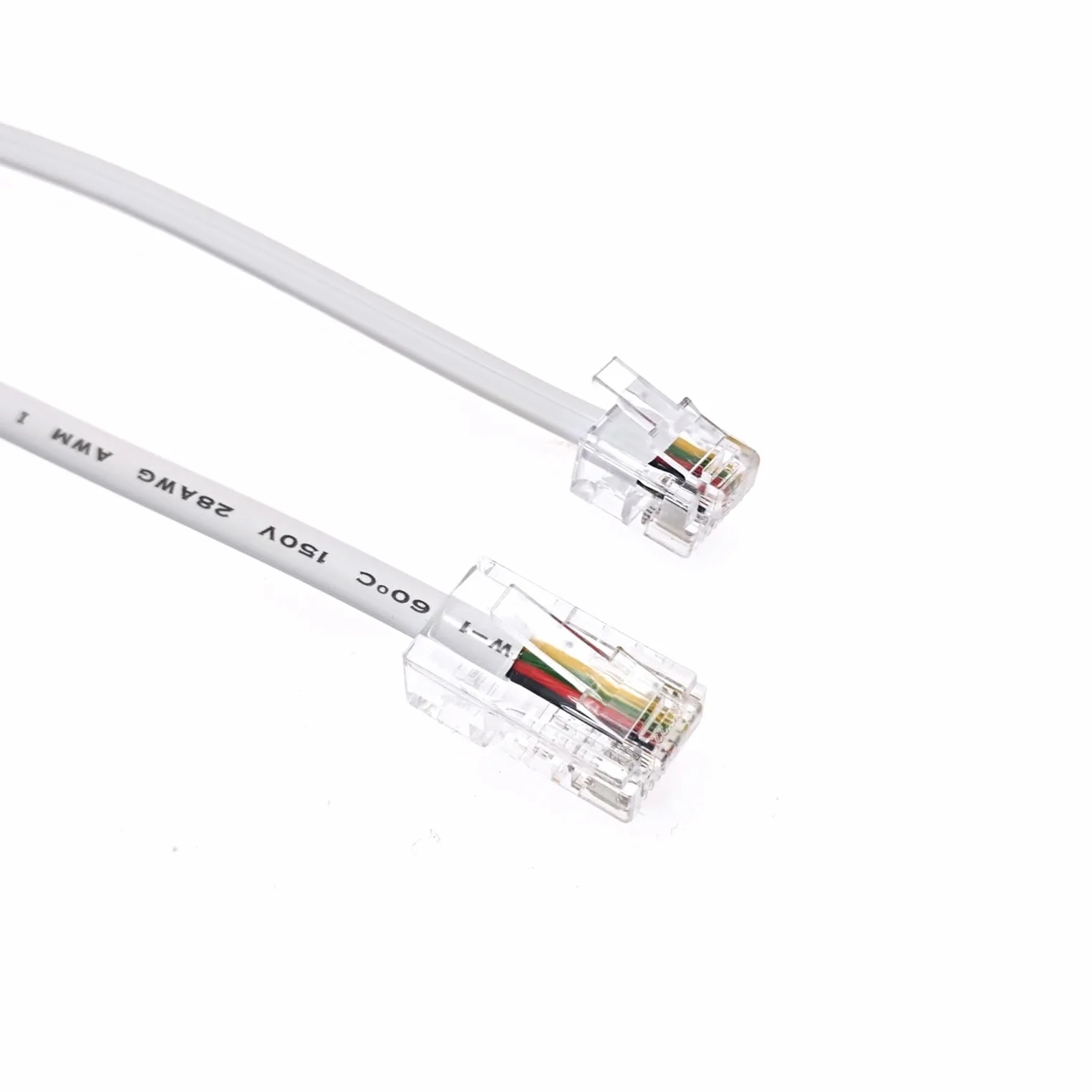 JZK 1.5m Blanc RJ11 vers RJ45 câble, cordon raccordement Ethernet, cordon raccordement téléphonique ADSL 6P4C vers 8P8C, rallonge réseau plate pour VoIP, fax, téléphone, ligne fixe, modem, routeur