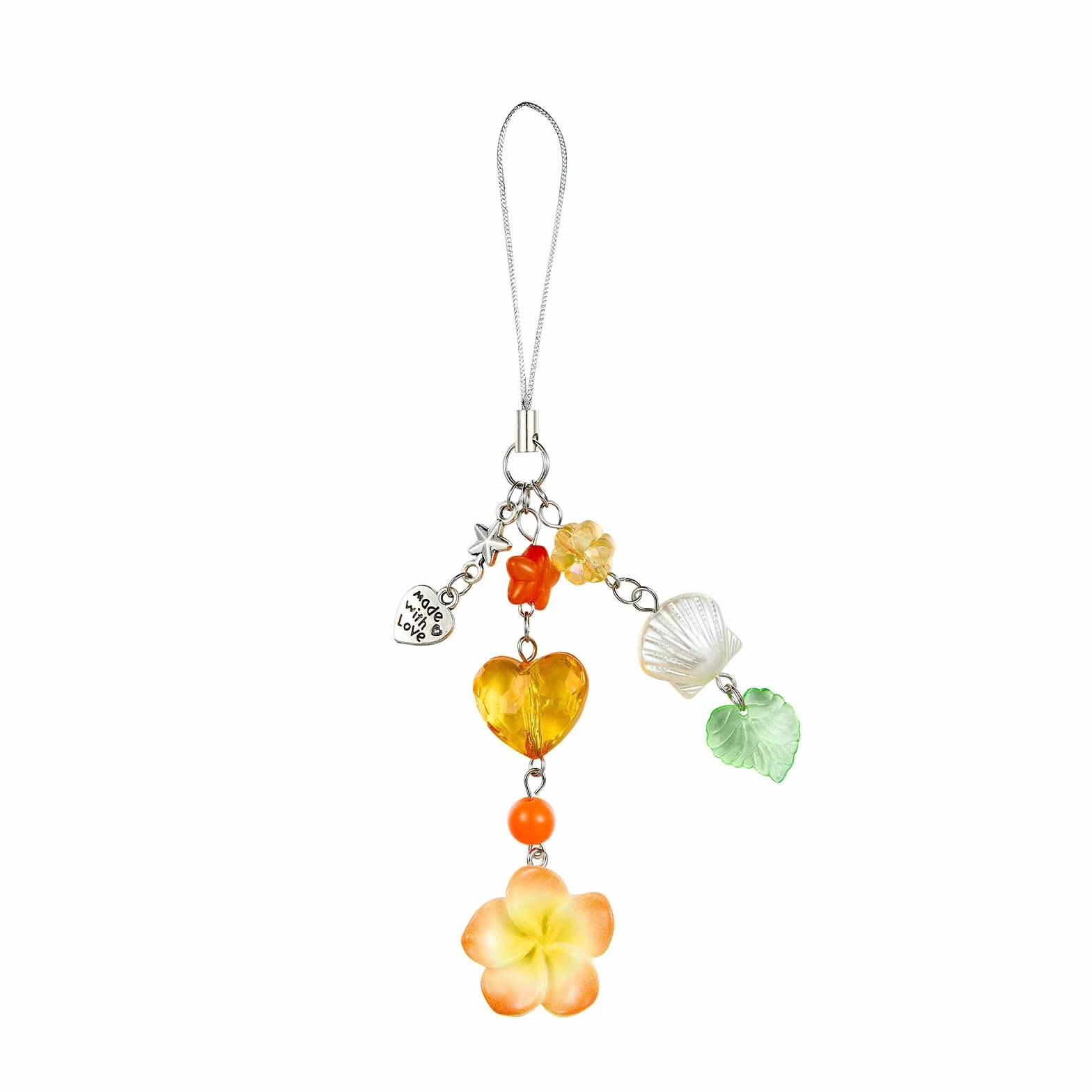 BEEFLYING Pendentif Fleur d'Hibiscus Y2K Charmes Doré en Forme de Cœur pour Téléphone Portable