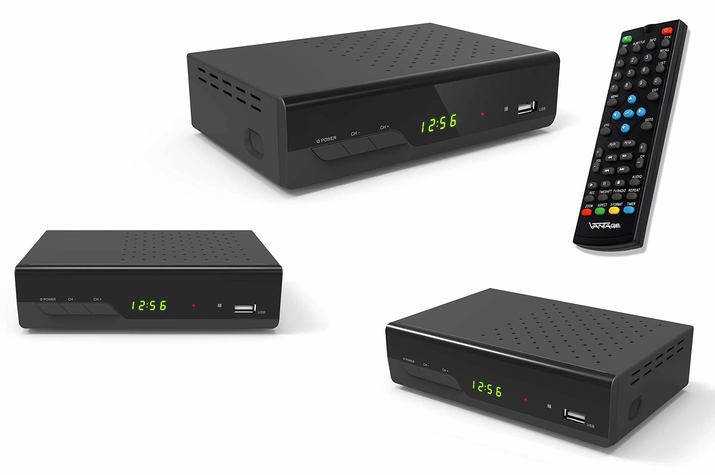 Vantage VT92 T-HD Récepteur DVB T2 HEVC USB HDMI Péritel Mediaplayer Noir