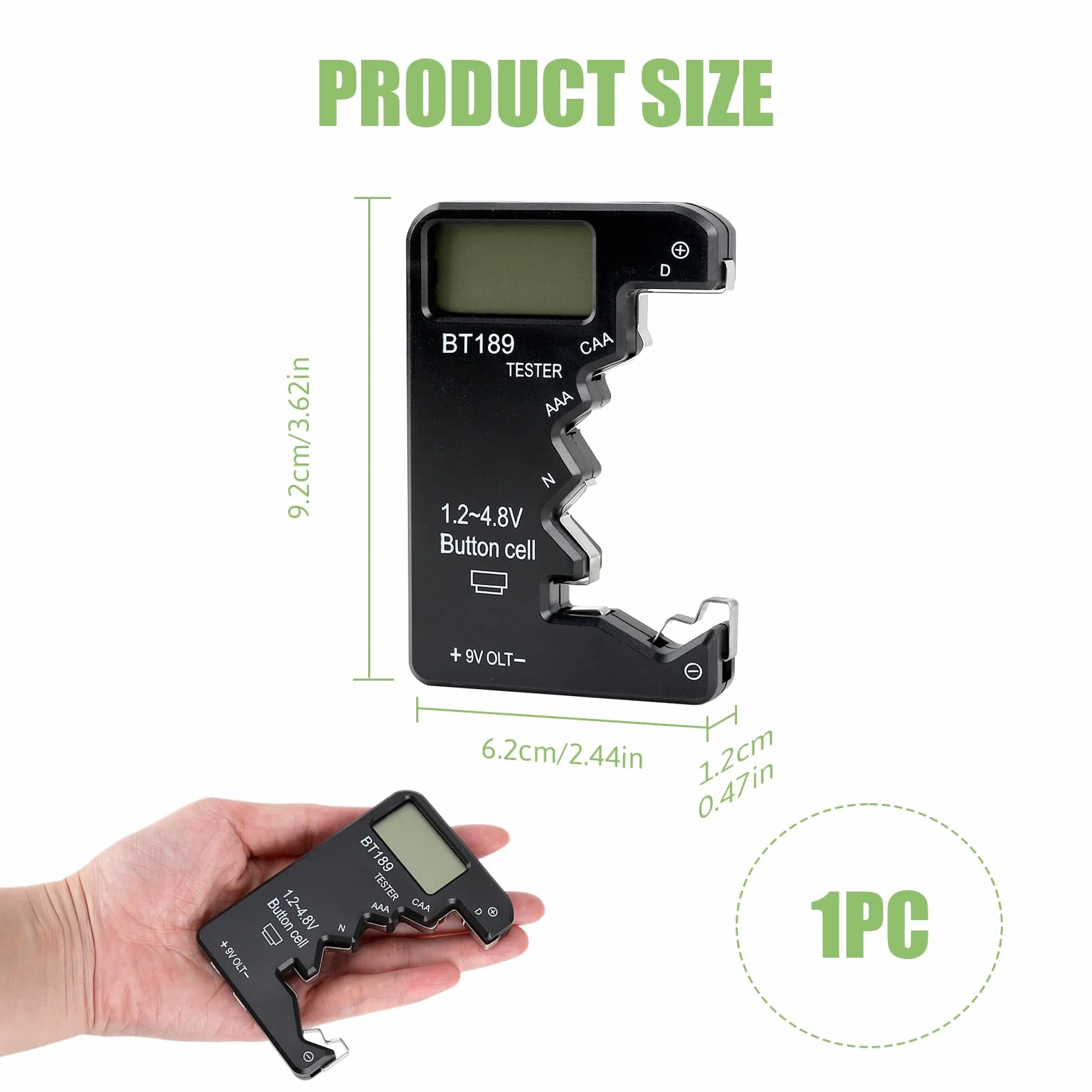 Mini Testeur de Piles Numérique, Testeur de Pile Universel en ABS avec Écran LCD Haute Définition pour Types D CAA N LR44 9V 6F22 pour l'Utilisation la Gestion de Énergies dans Appareils Électroniques