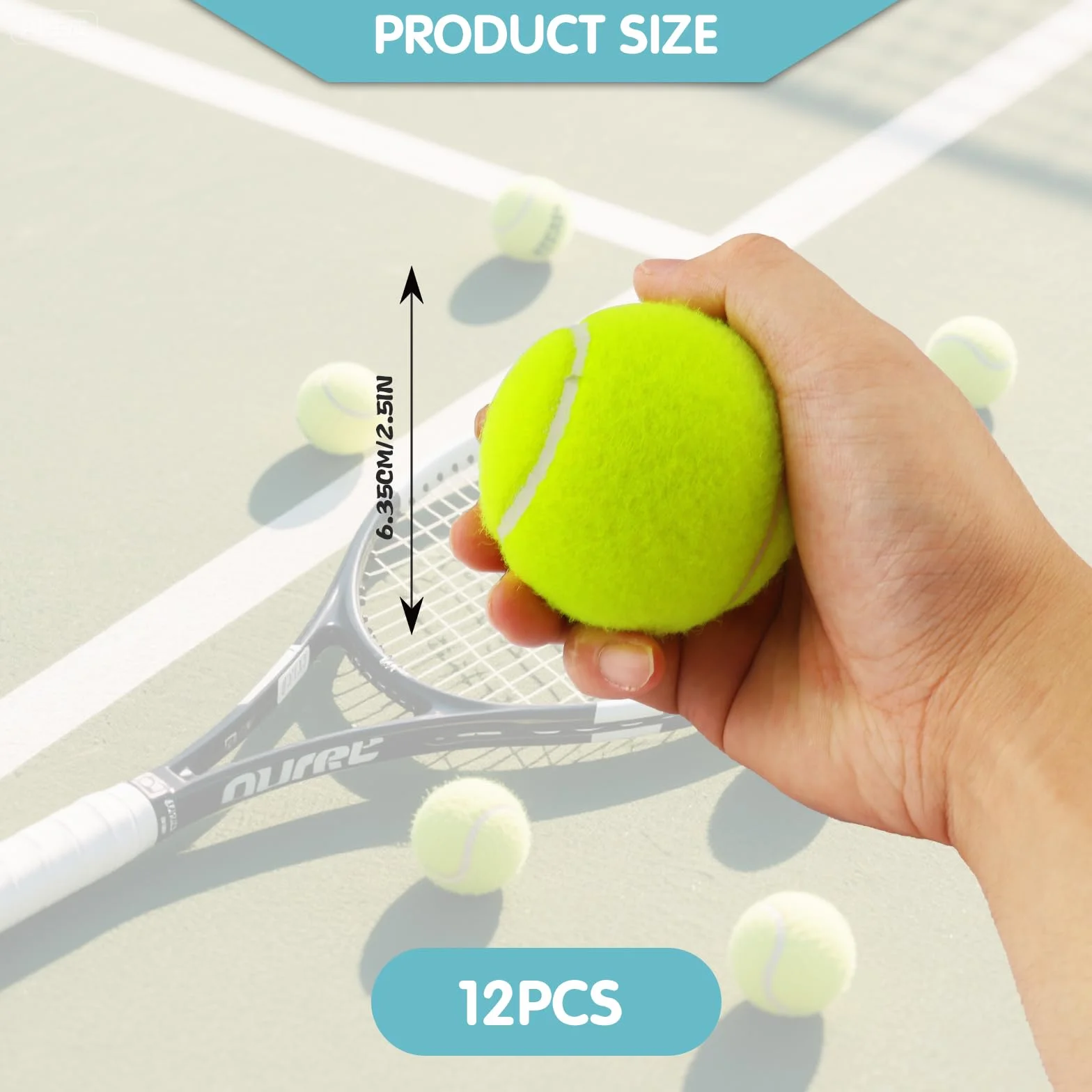 Balles de Tennis pour Chien, 12 Pièces, Balles de Tennis Récréatives pour Débutants