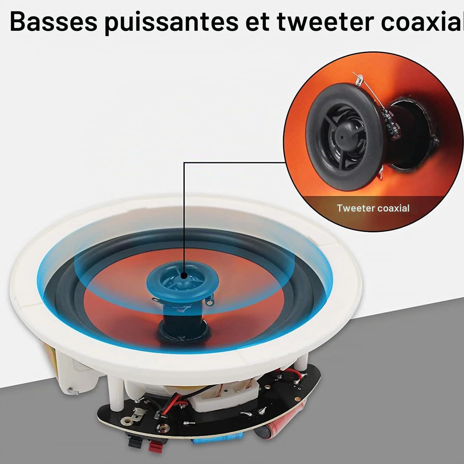 Herdio Enceintes Plafond Bluetooth 600 Watts 6,5 Pouces 4 Haut-parleurs