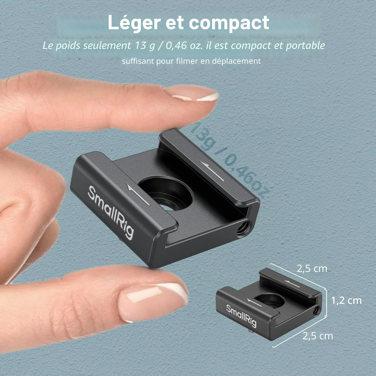 SMALLRIG Adaptateur de montage anti-torsion pour griffe froide (2 PCS) avec vis 1/4"-20,pour microphone de moniteur de lumière LED flash,avec broches anti-torsion,compatible avec la cage SmallRig-5032