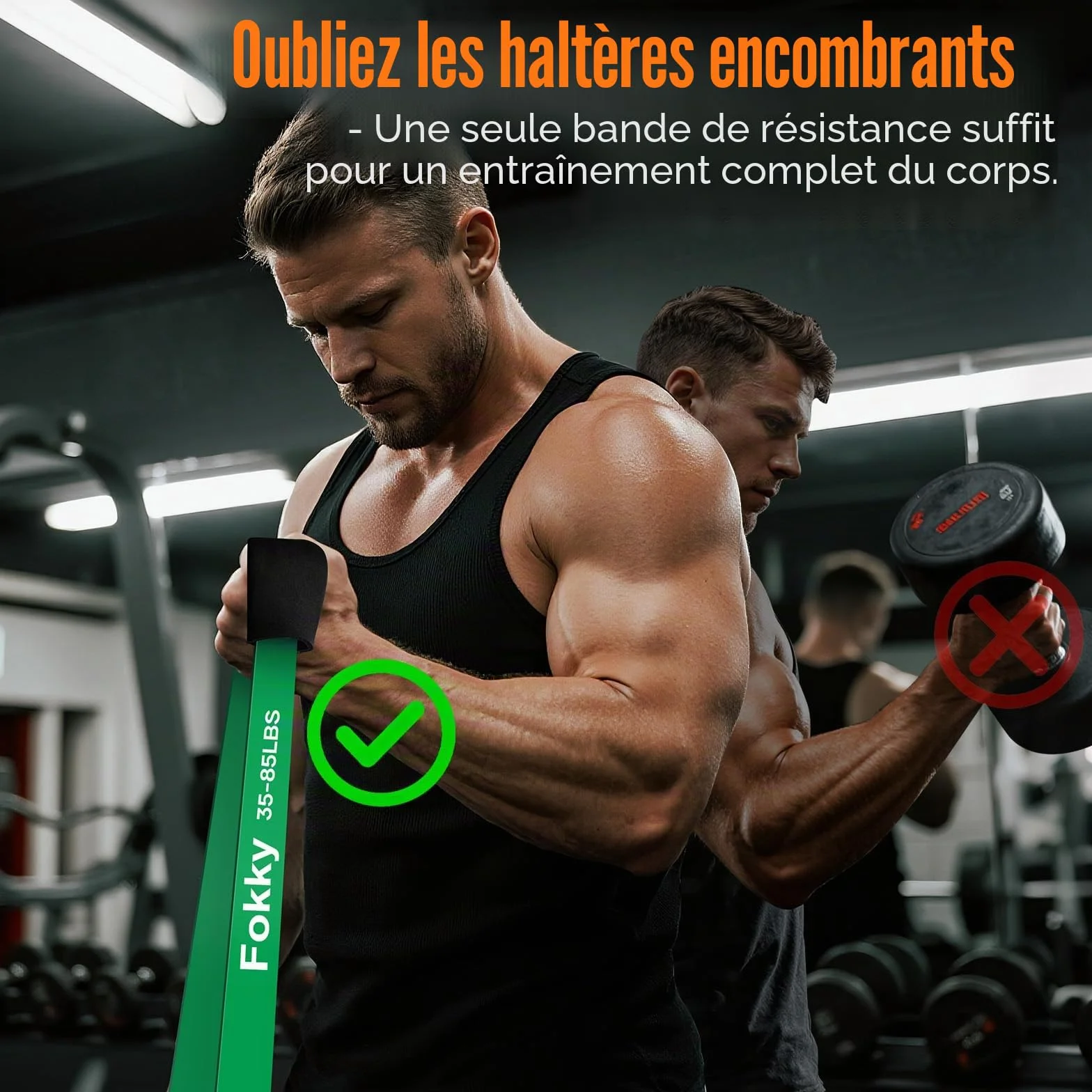 Bande Élastique Musculation Fokky avec 5 Niveaux de Résistance et Ancrage de Porte