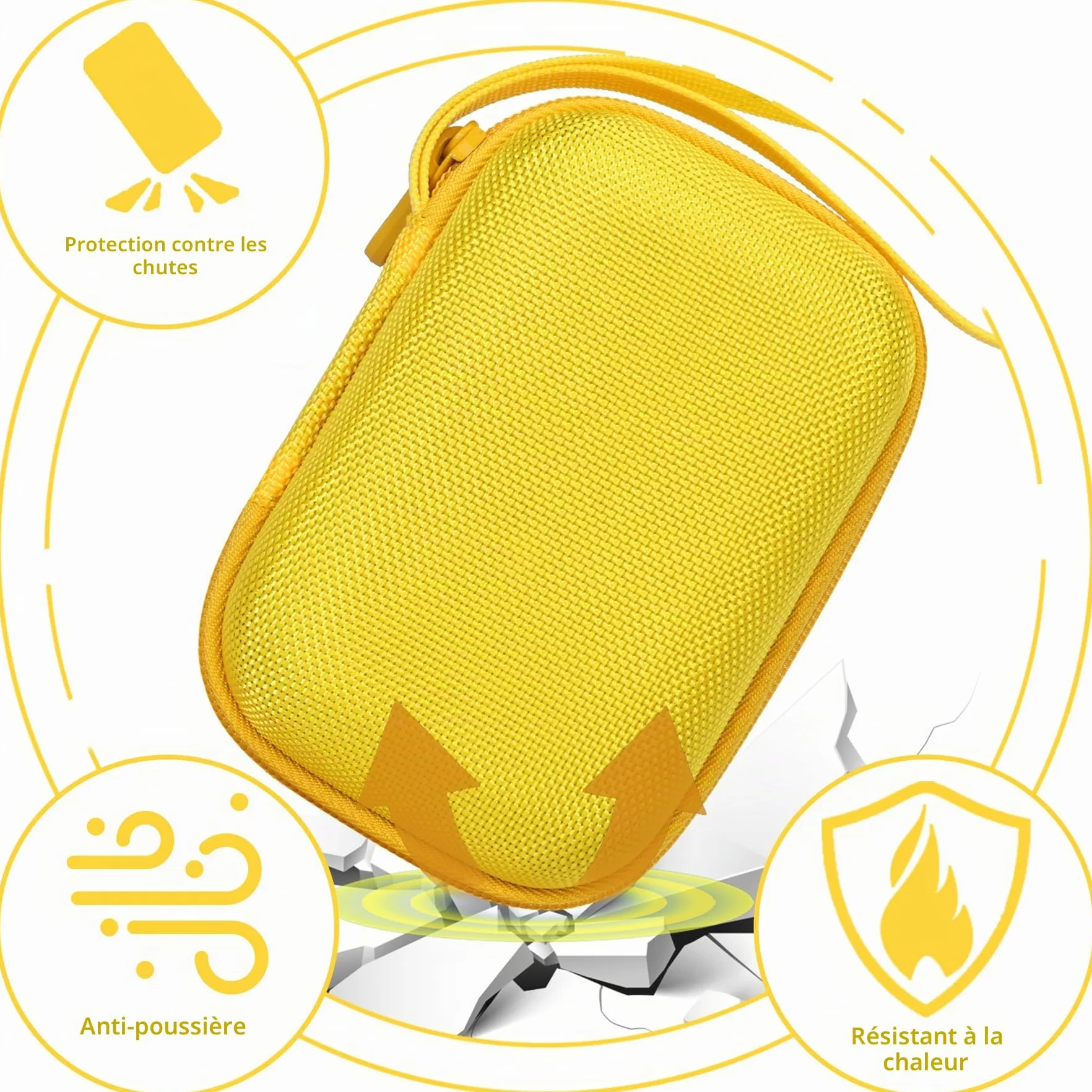 Aenllosi Hard Travel Housse Compatible avec l'appareil Photo Numérique Kodak PIXPRO WPZ2,Housse de Protection pour Kodak Appareil Photo Etanche(Jaune,Housse Uniquement)