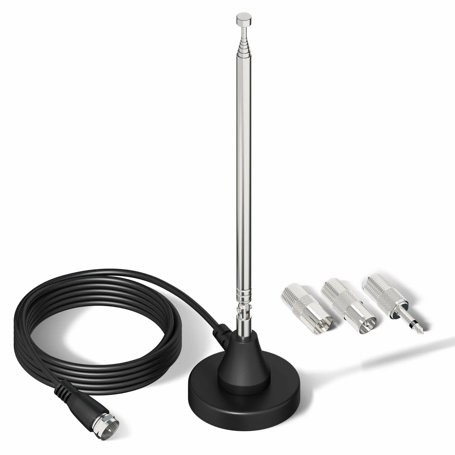 Bingfu Antenne Radio Dab FM Intérieure Télescopique 79 cm Antenne Numérique Amplifiée Maison avec Base Magnétique Câble de 3m pour Chaine HiFi Ampli Tuner FM Dab+ Dab Poste Radio Récepteur AV Stéréo