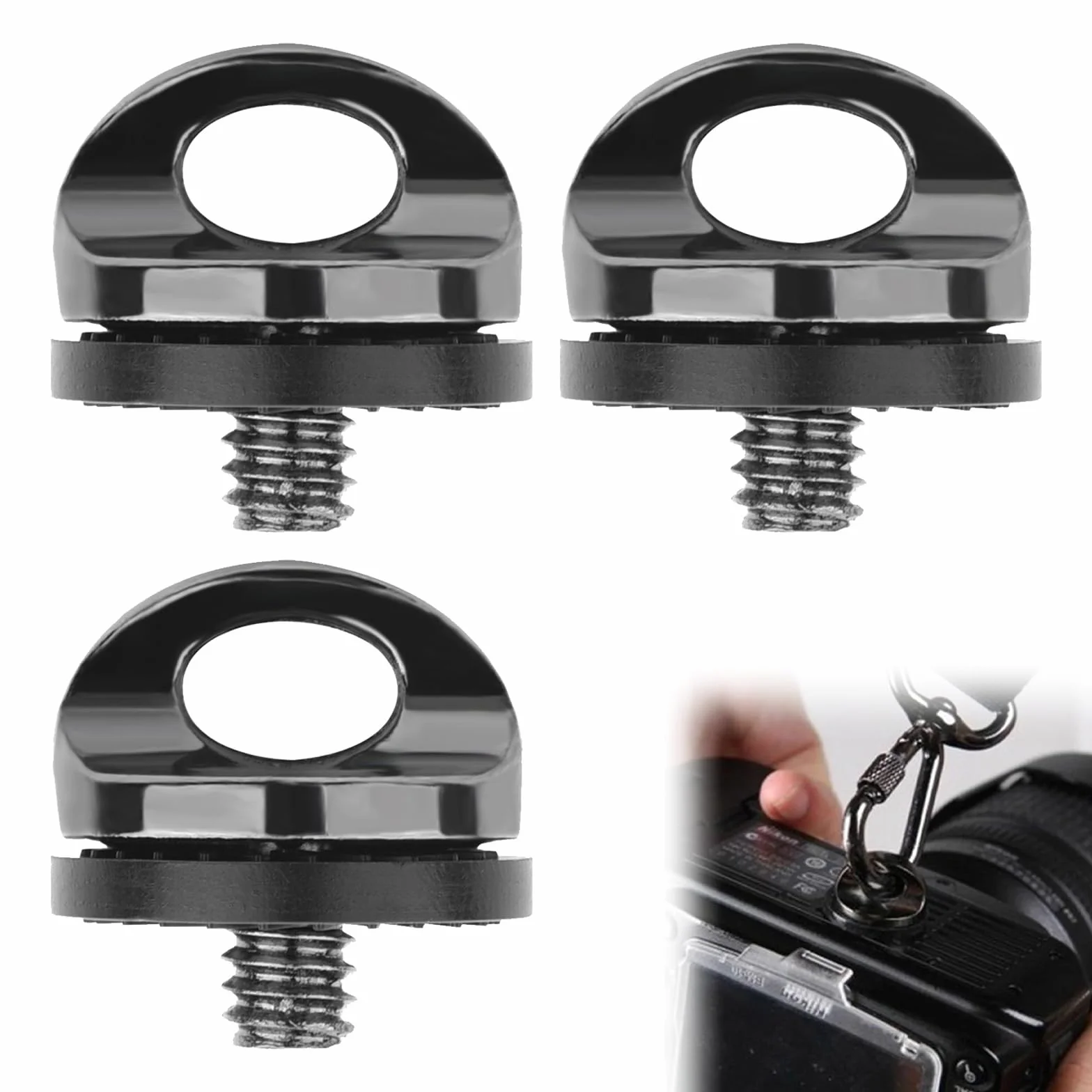 vis Adaptateur pour Sangle Appareil Photo et Caméra, Support à Vis 1/4" 3 Pcs Tokaneit