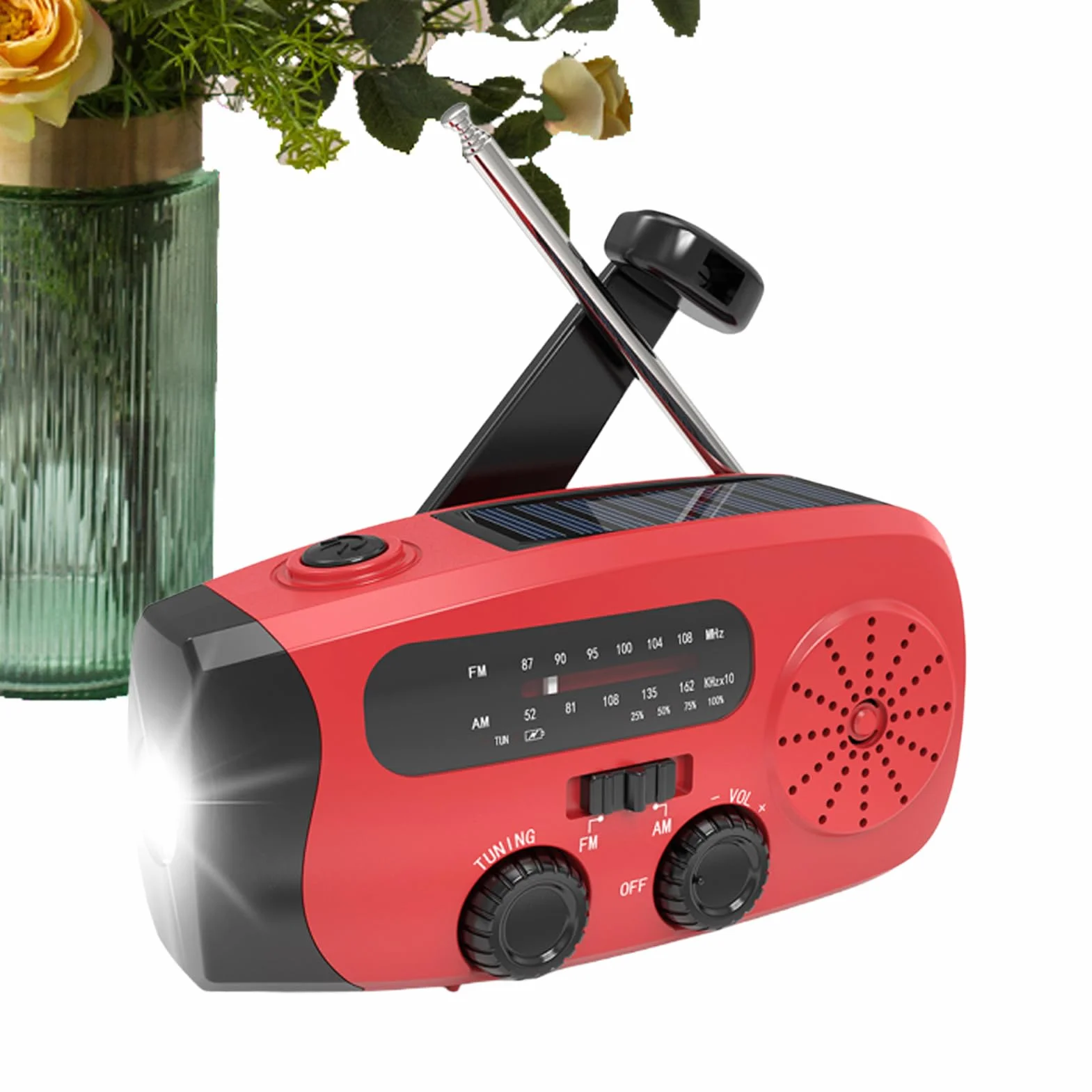 Radio Portable AM FM avec Chargeur Solaire Manivelle USB Lecteur MP3 pour Camping Randonnée