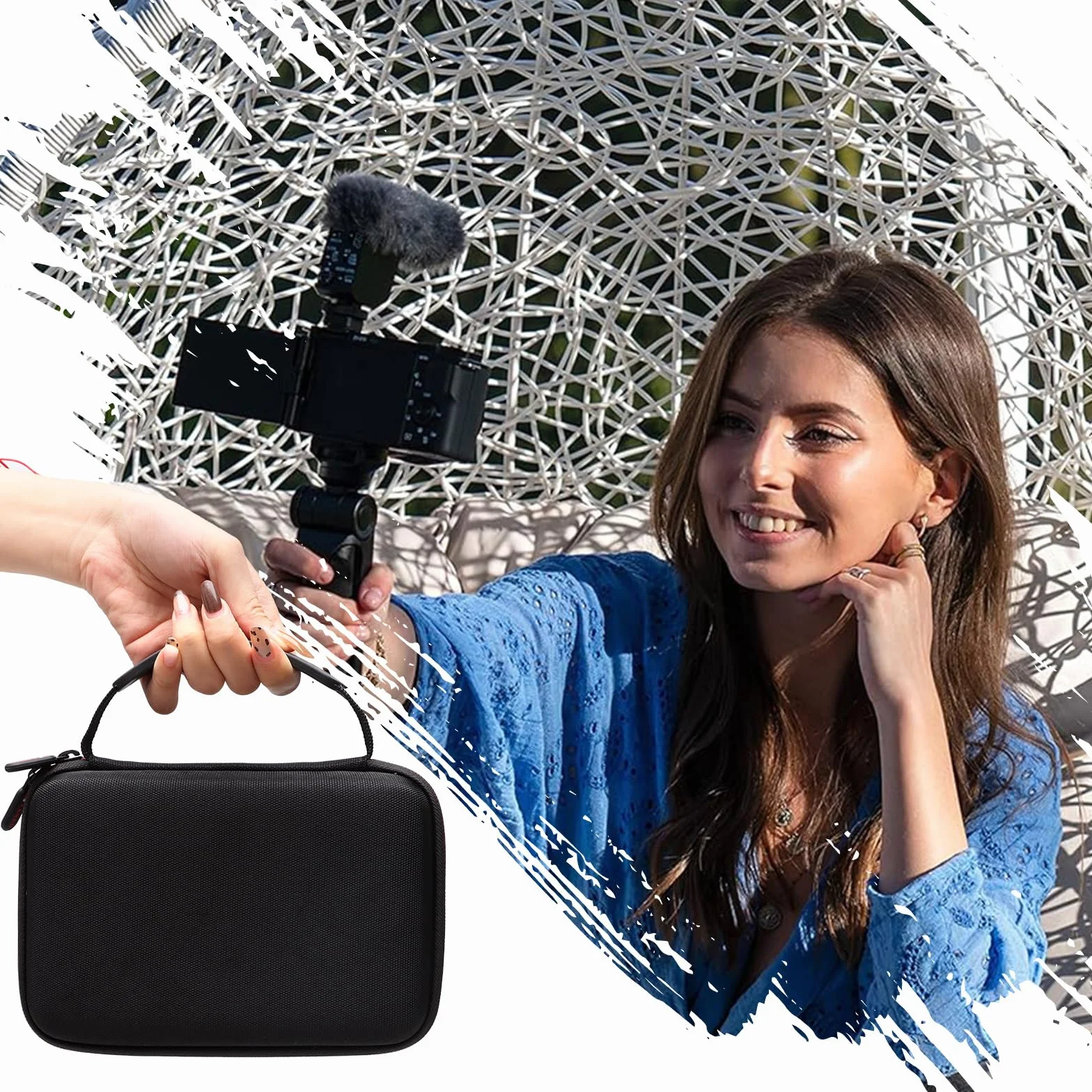 XANAD Étui de Protection pour Sony ZV1 ZV-1F ZV1 II Appareil Vlog Caméra, Coque Housse avec Bandoulière et Filet de Rangement pour Voyage Photographie Vlogging（Gris）