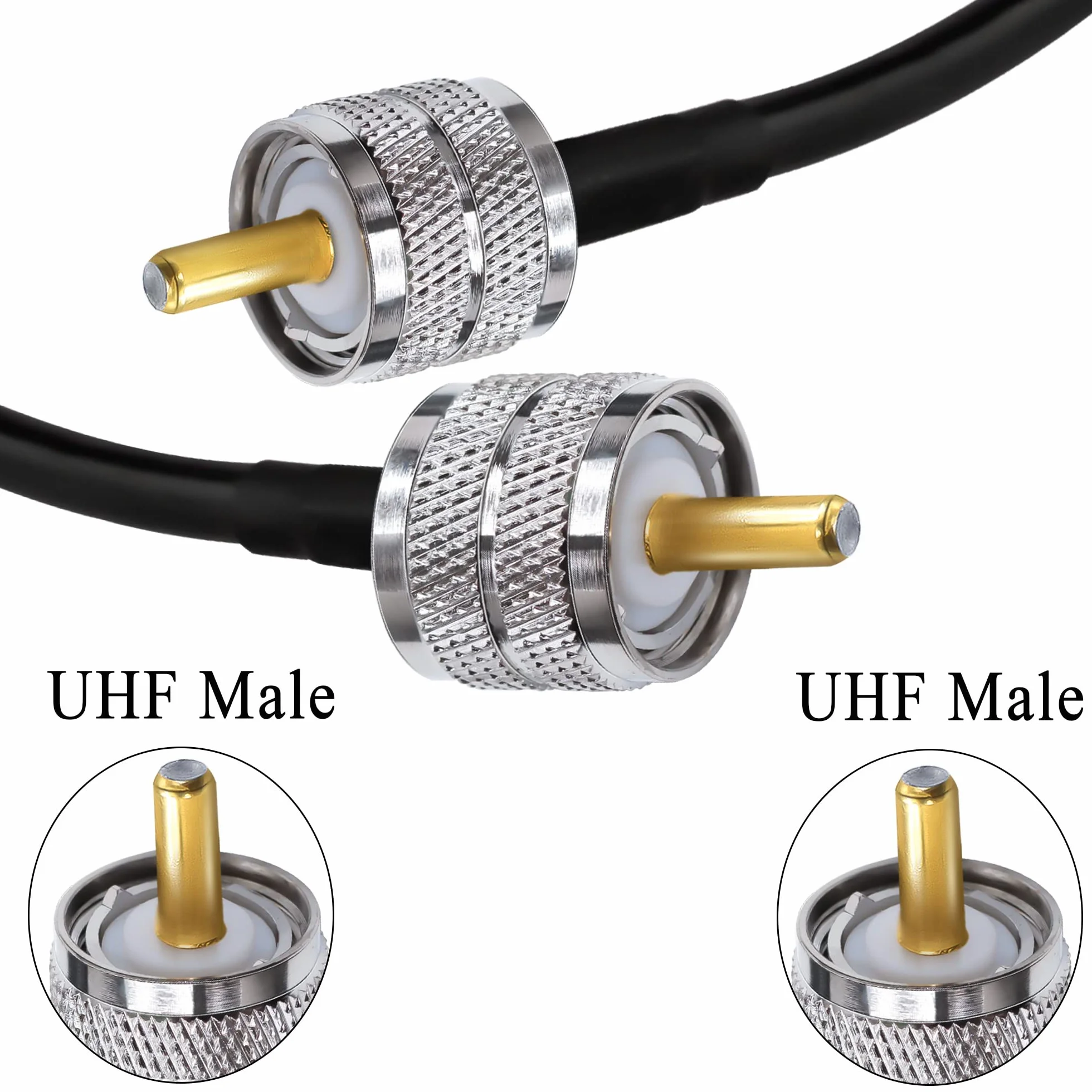 TUOLNK PL-259 Câble de raccordement RG58 UHF mâle à mâle à faible perte 50 ohms CB Radio Câble coaxial 12 pouces (30 cm) SO239 Câble d'extension d'antenne Wifi pour HAM Radio 2 Pack