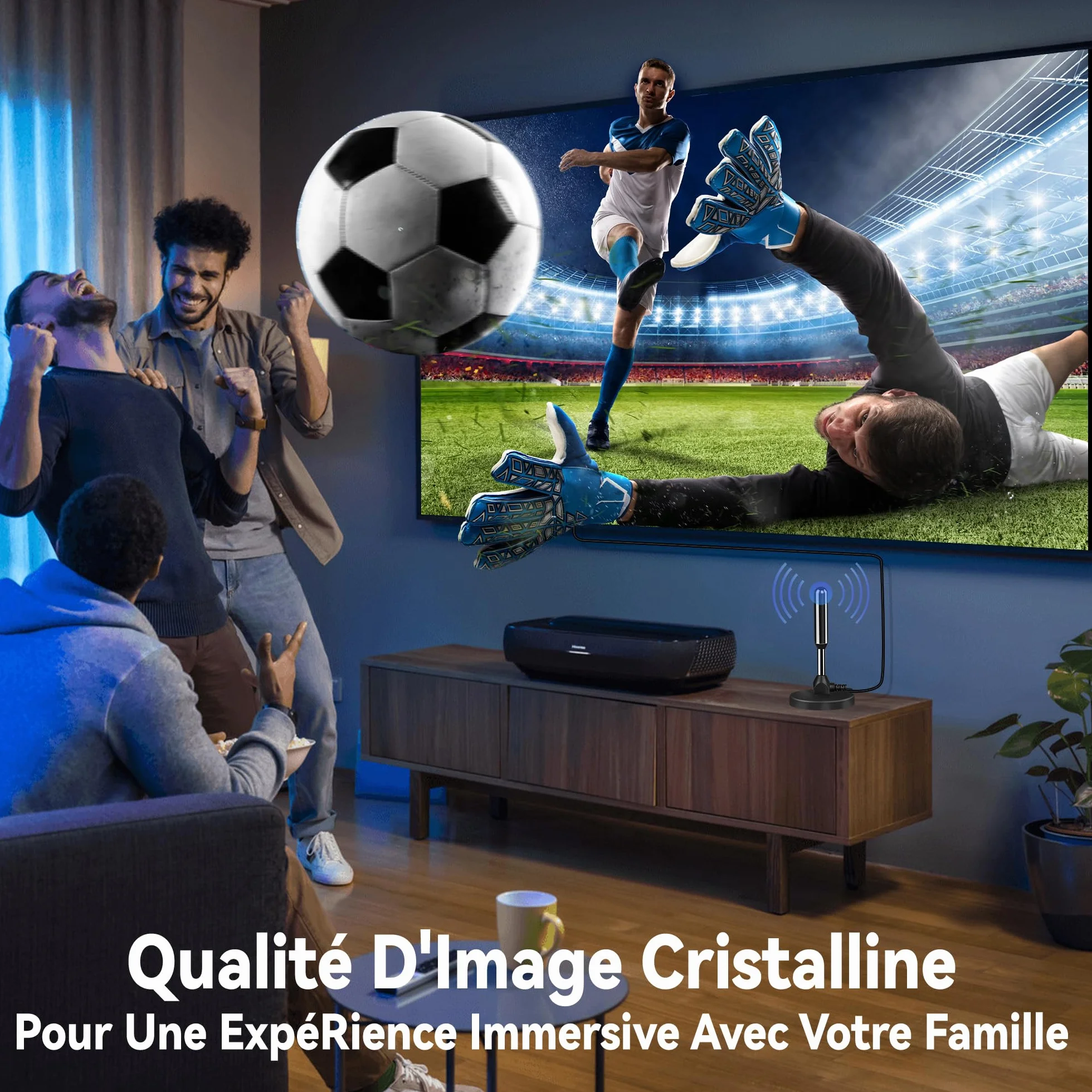 Antenne TV IntéRieur Puissante, Nouveau pour 2026 Antenne TNT IntéRieur Puissante, CâBle Coaxial De 5m, RéCeption Longue Distance 500km, 360 DegréS sans Angle Mort