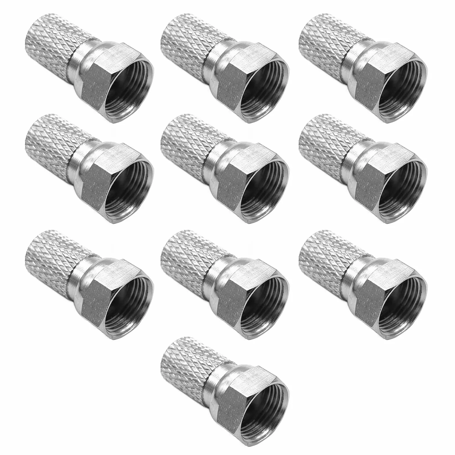 GVSS Lot de 10 Fiche F Antenne TV 7mm,Adaptateur Antenne TV,Connecteur F,Prise F,F Connector 7mm pour Câble d'Antenne Coaxial et Câble Satellite