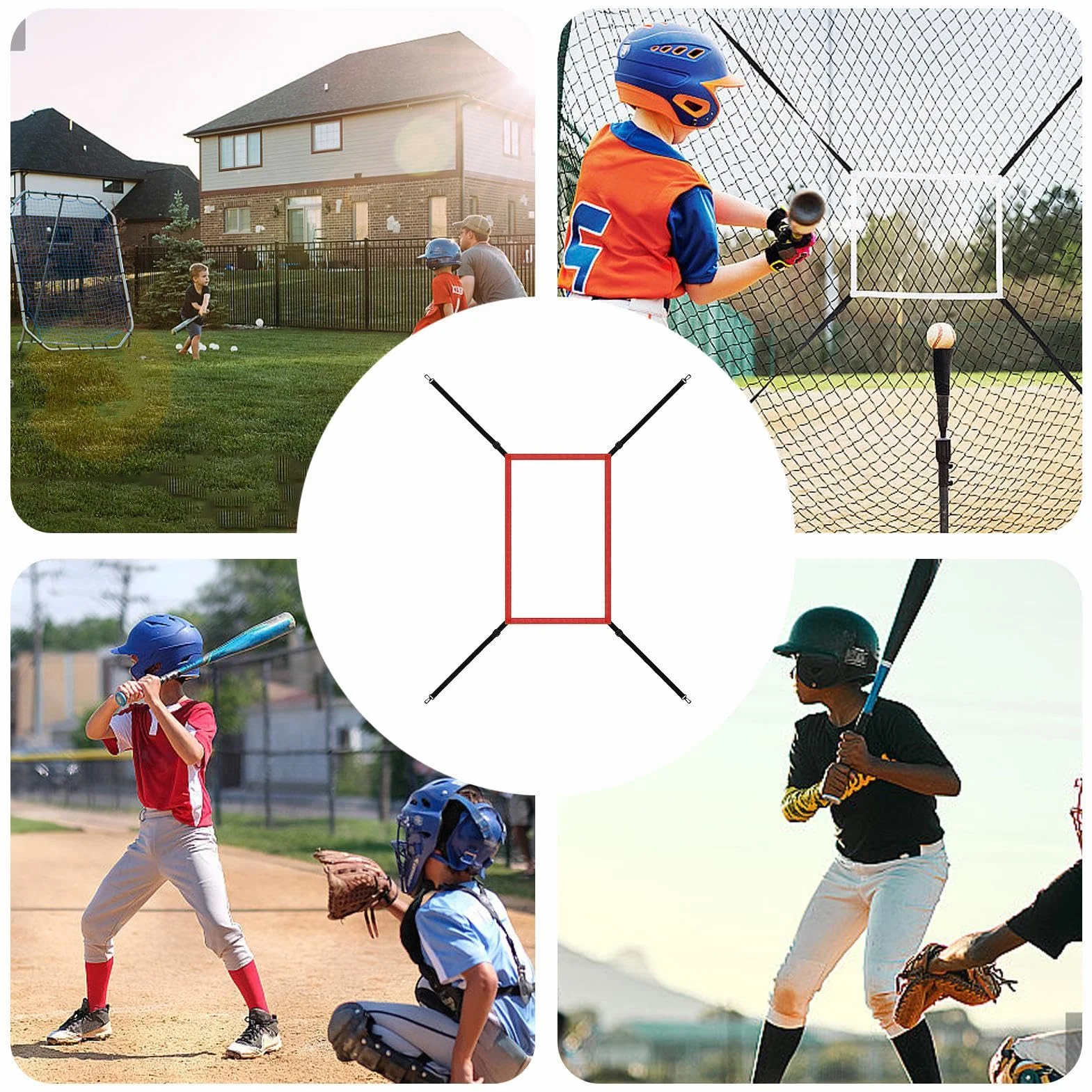Cible de pitching Net Strike Zone – Filet d'entraînement baseball softball avec sangle de fixation