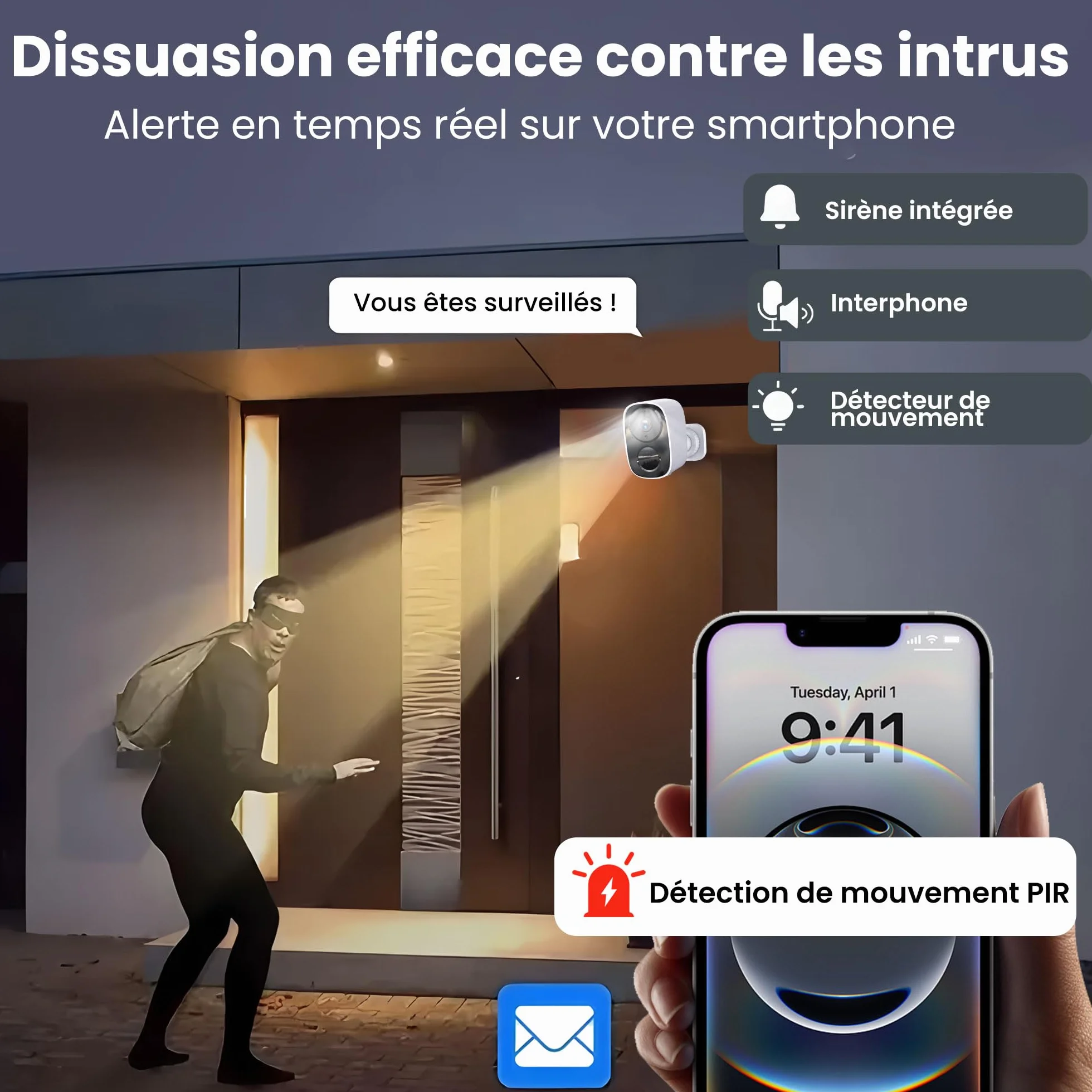 Funstorm 2K/3MP Caméra Surveillance Extérieur sans Fil à Batterie, Double Bande Wi-FI 2.4G/5GHz, Audio Bidirectionnel,Détection de Mouvement, Vision Nocturne en Couleur, IP66, Stockage Cloud Gratuit