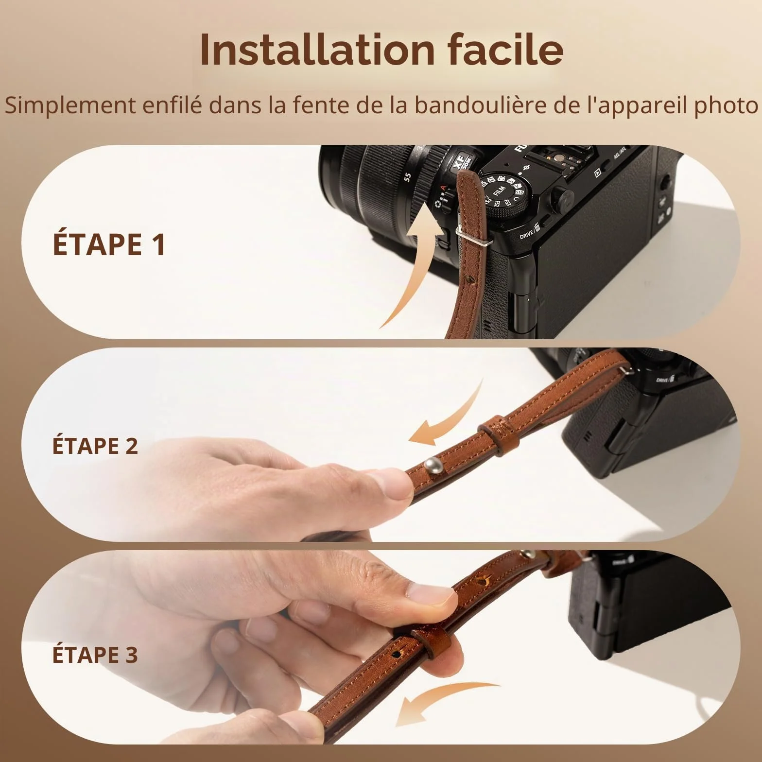 SMALLRIG Bandoulière Universelle en Cuir pour Appareil Photo Reflex Numérique, Réglable de 100 à 110 cm (39 à 43 pouces), Charge Max.10 kg, Support d'Epaule Ergonomique pour vlogging